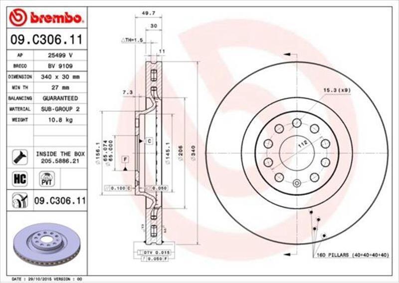 Bremsscheibe Brembo 09.C306.11