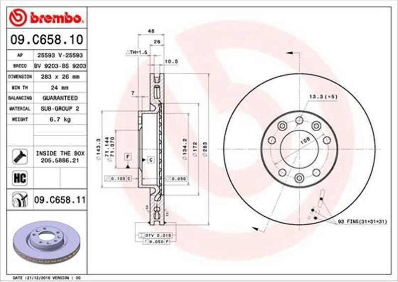Bremsscheibe Brembo 09.C658.11