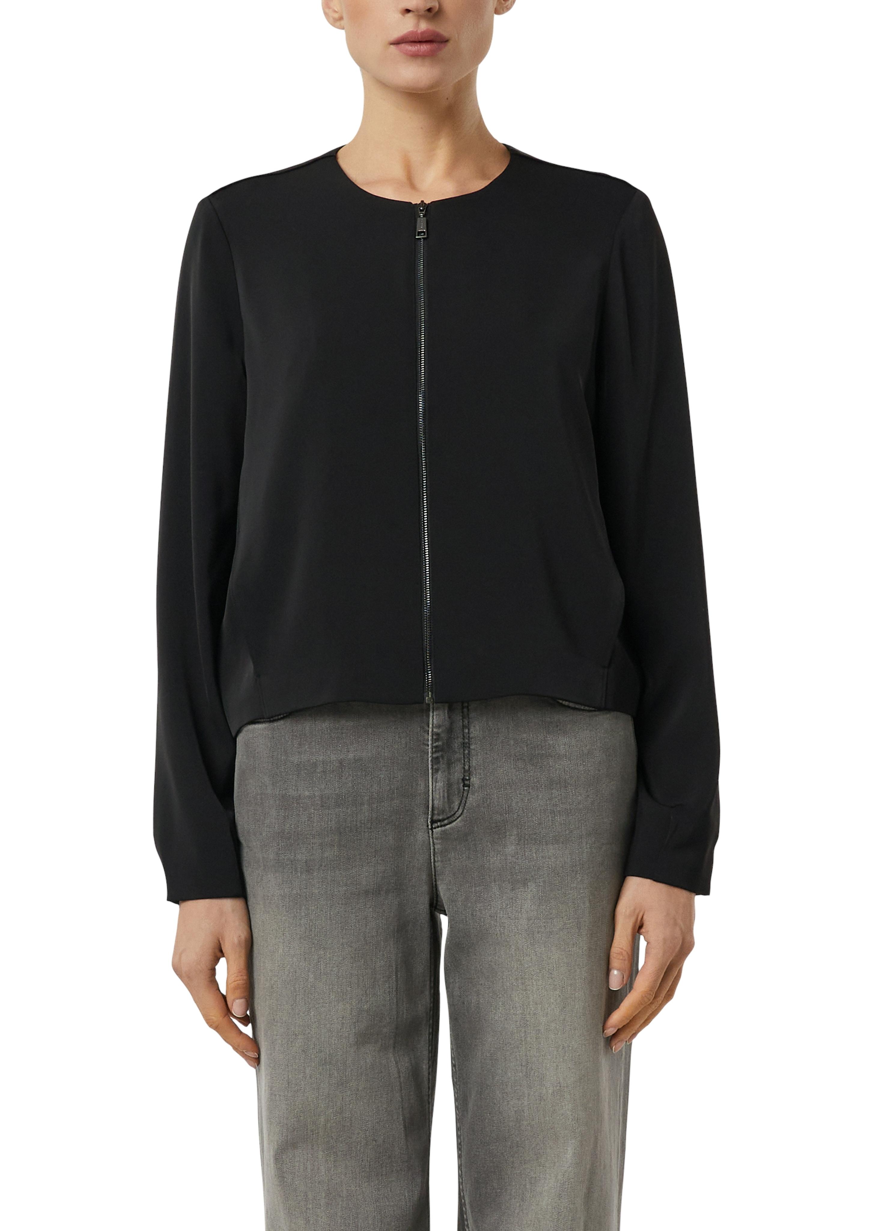 Boleroblazer Comma, Damen, Gr. 38, Schwarz, Web, Obermaterial: 97% Polyester, 3% Elasthan. Futter: 100% Polyester, Unifarben, Bequem HüFtlang, Rundhals, Blazer, Kurz, Mit ReißVerschluss