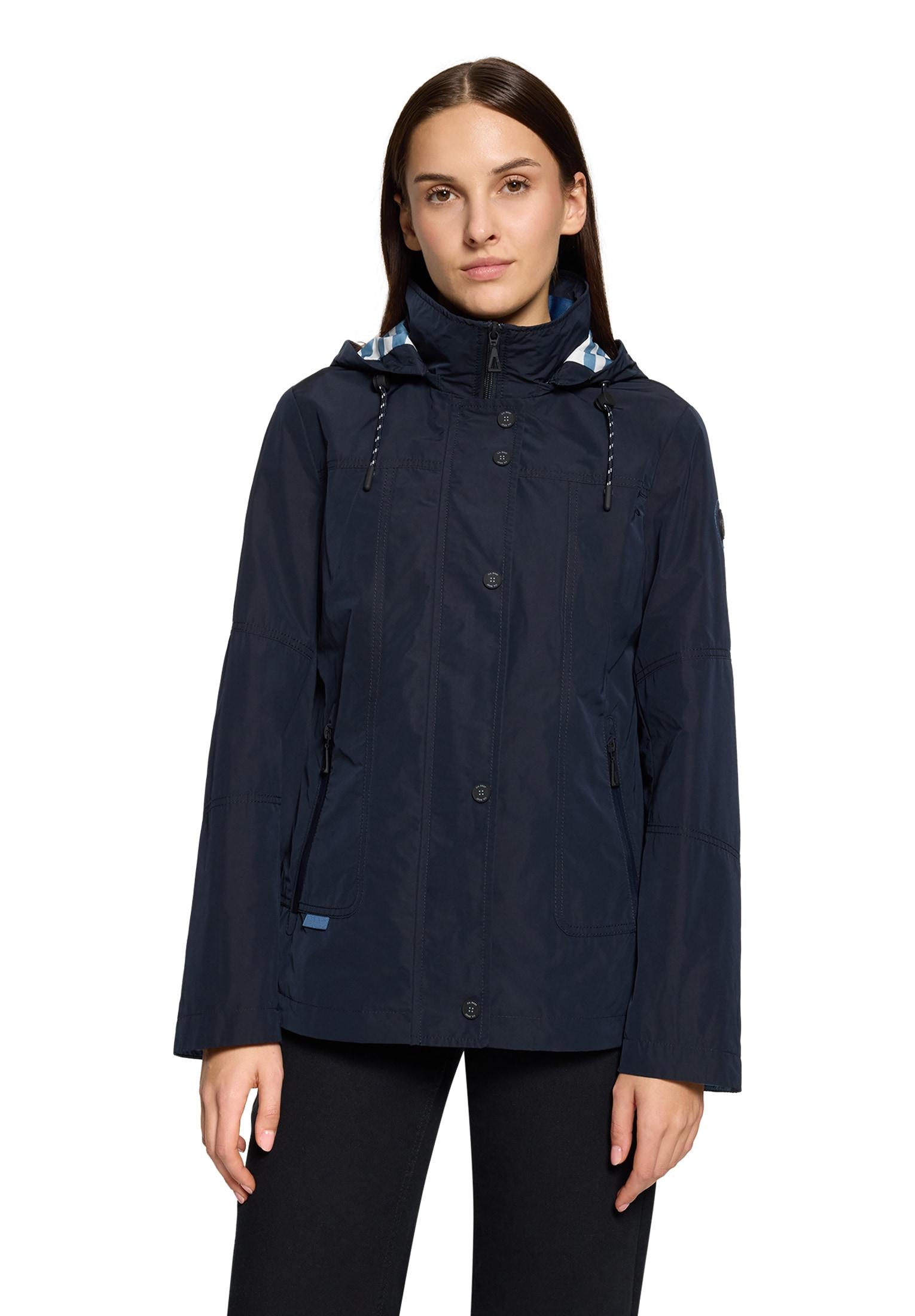 Outdoorjacke Gil Bret, Damen, Gr. 40, Schwarz Navy, Web, Obermaterial: 100% Polyester, Unifarben, Regular Fit Normal, Ohne Ausschnitt, Jacken Outdoorjacke, Mit Kapuze