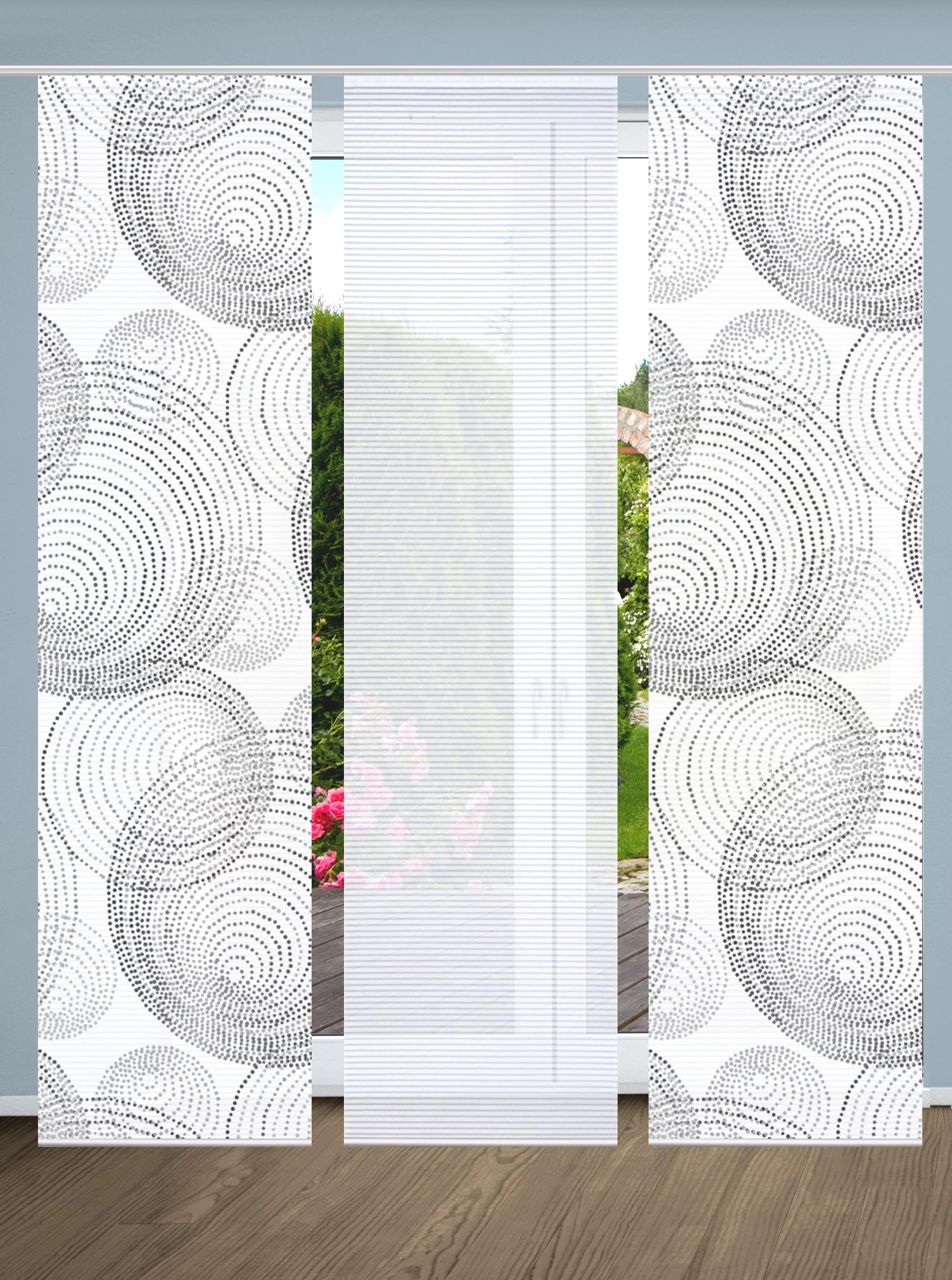 Schiebegardine HOME IN GREEN "SPIRO" Gr. 1, grau, B:60cm H:245cm, Polyester, Gardinen, Schiebegardine, SET DIGITALDRUCK,BAMBUSOPTIK RECYCELT