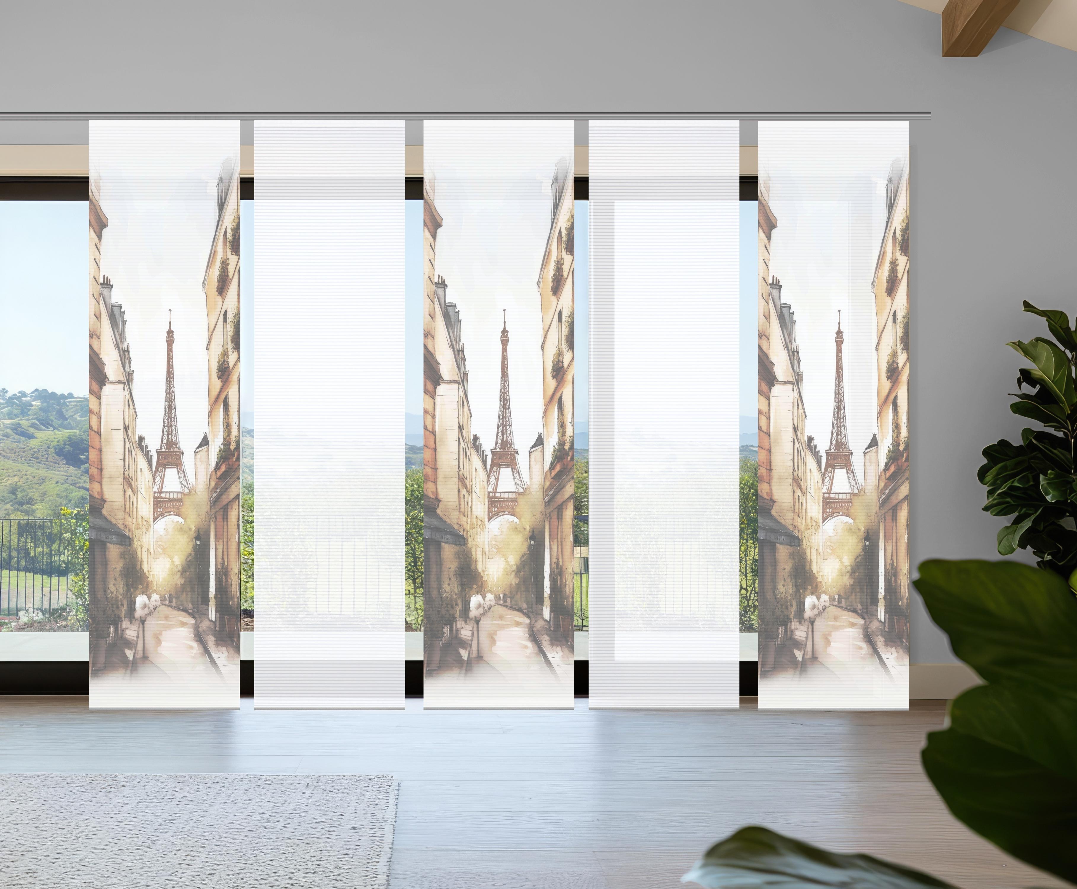 Schiebegardine HOME IN GREEN "FRANCQ", beige (natur), B:60cm H:245cm, Polyester, Gardinen, Schiebegardine, Bambusoptik, SET, recycelt, Digitaldruck