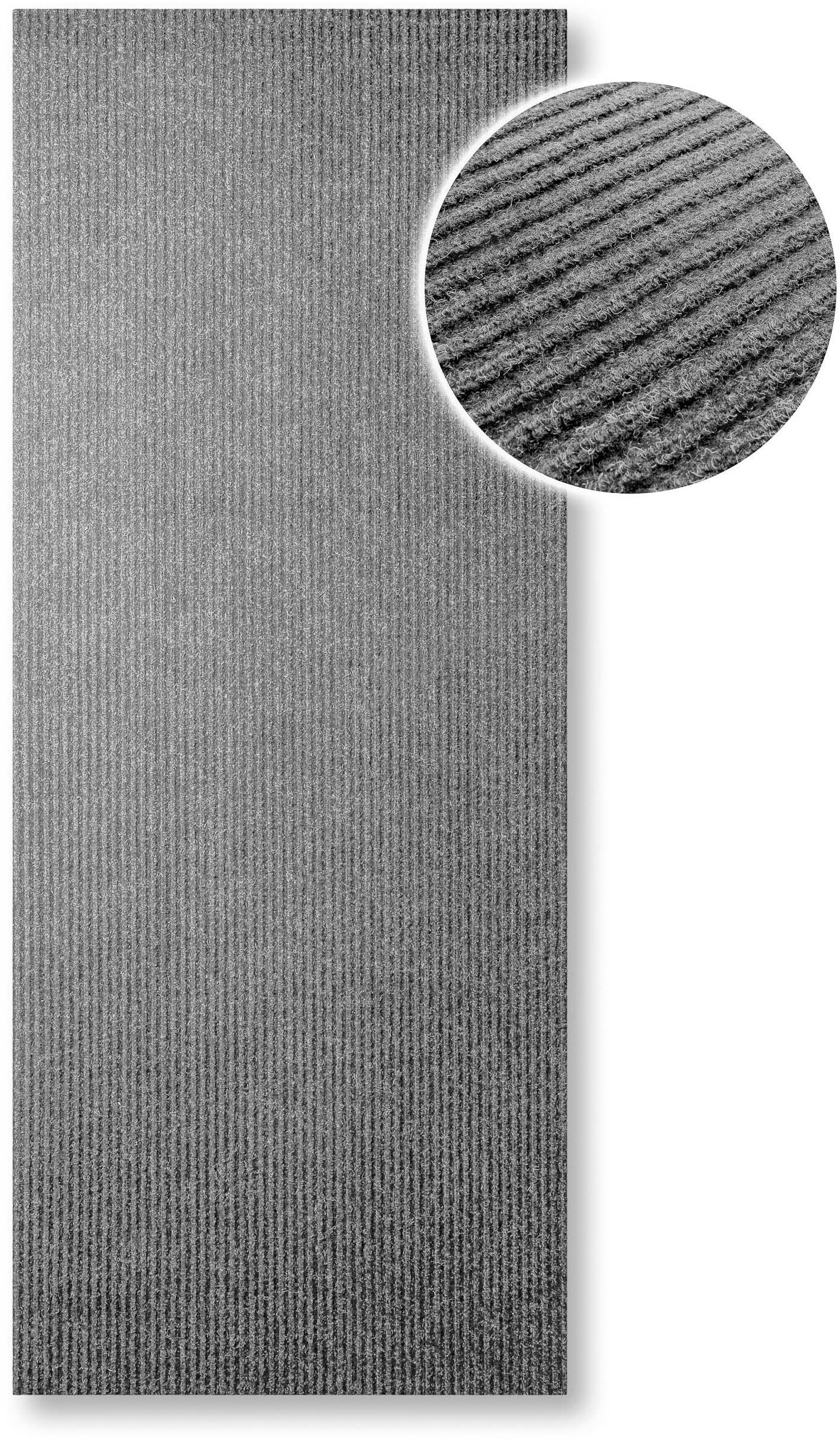 Teppich WECON HOME "Buhai", grau, B:80cm H:3mm L:320cm, Polyester, Teppiche, Teppich, ultraflacher Schmutzfangläufer, rutschfest, waschbar, wetterfest