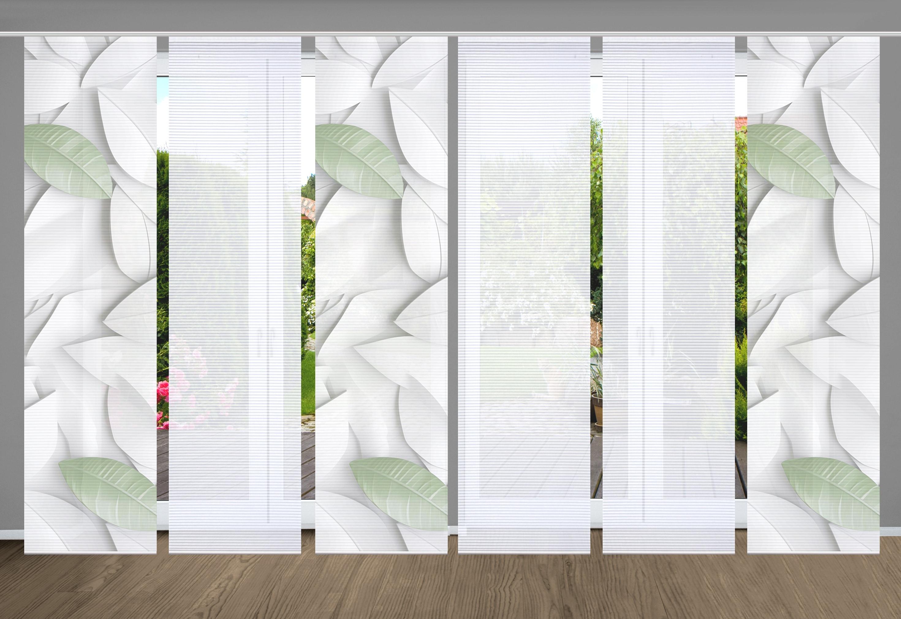 Schiebegardine HOME IN GREEN "LISON" Gr. 1, grün, B:60cm H:245cm, Polyester, Gardinen, Schiebegardine, SET DIGITALDRUCK,BAMBUSOPTIK RECYCELT