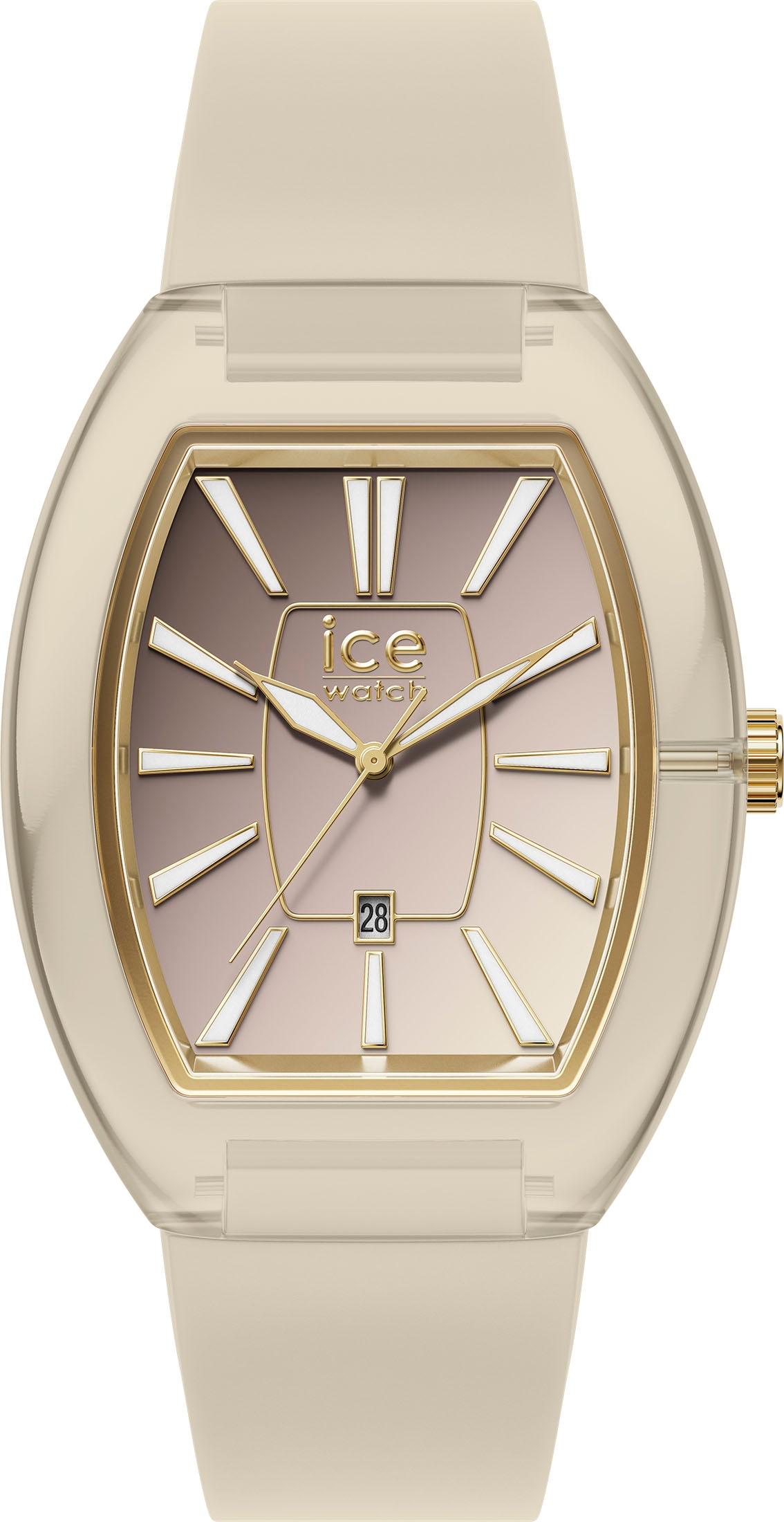 Quarzuhr ICE-WATCH "ICE boliday - Dome - Small - 3H + Date", beige, Armbanduhren, Damen, Quarzuhr, Armbanduhr, Damenuhr, analog, Silikonarmband, Datum