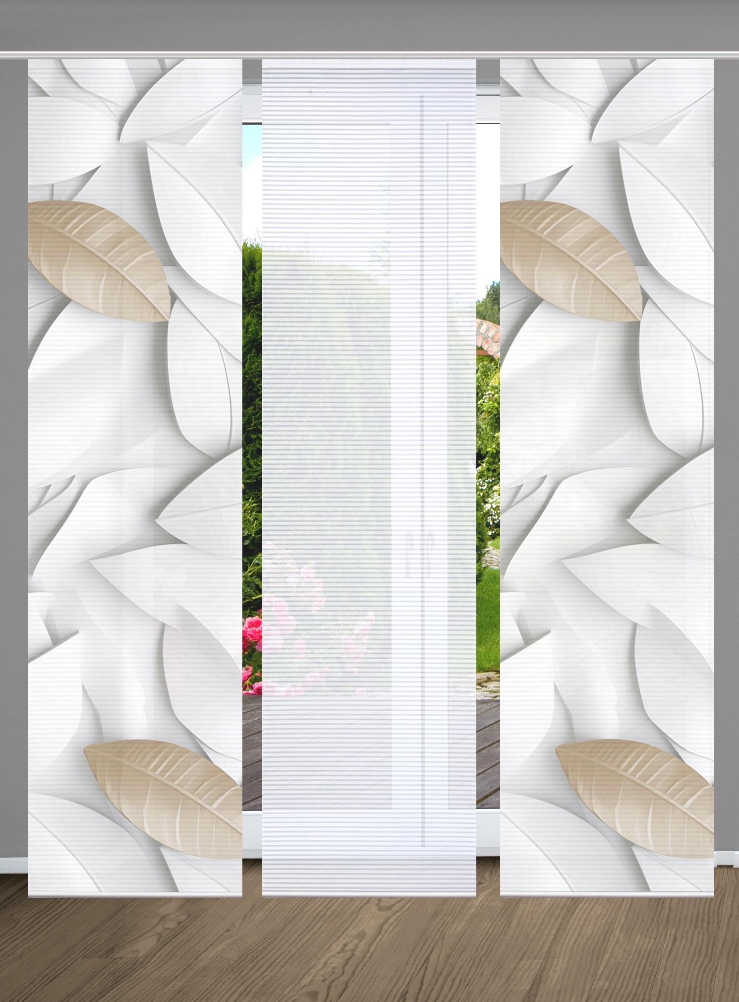 Schiebegardine HOME IN GREEN "LISON" Gr. 1, beige (naturfarben), B:60cm H:245cm, Polyester, Gardinen, Schiebegardine, SET DIGITALDRUCK,BAMBUSOPTIK RECYCELT