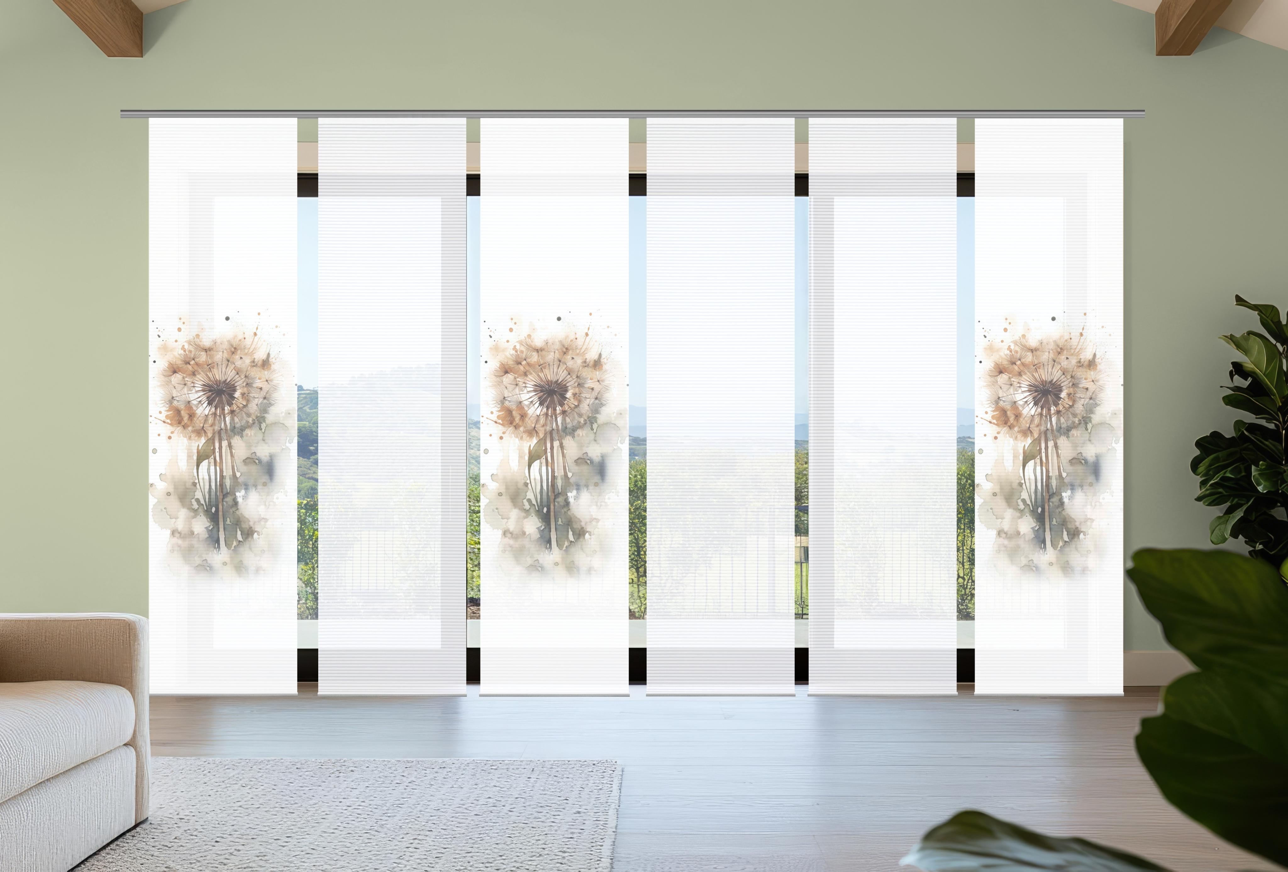 Schiebegardine HOME IN GREEN "AMARANDE", natur, B:60cm H:245cm, Polyester, Gardinen, Schiebegardine, Bambusoptik, SET, recycelt, Digitaldruck