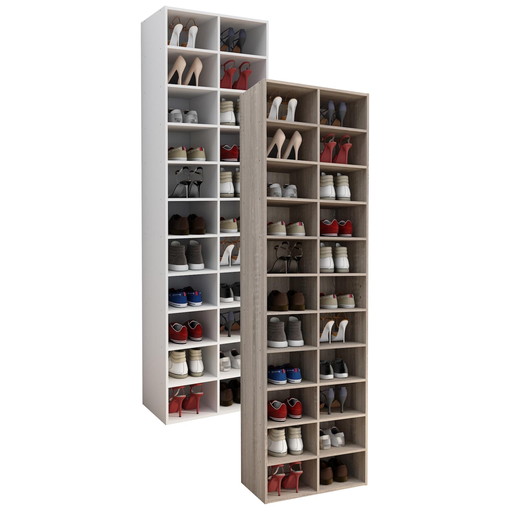Vcm Holz Schuhregal MaßE Ca. H. 183 X B. 52 X T. 30 Cm Schuhkommode Mit 22 FäCher Schuhschrank - Hinsol XL