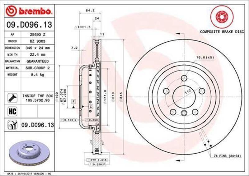 Bremsscheibe Brembo 09.D096.13