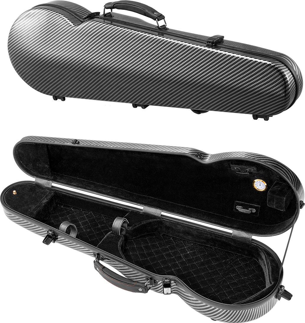 Vevor Custodia Per Violino 4/4 A Grandezza Naturale, Igrometro Incorporato, Custodia Per Violino, Custodia Per Violino Con Fodera Morbida, Due Spallacci, Resistente Ai Graffi, Forma Triangolare, Per Violino, Nera