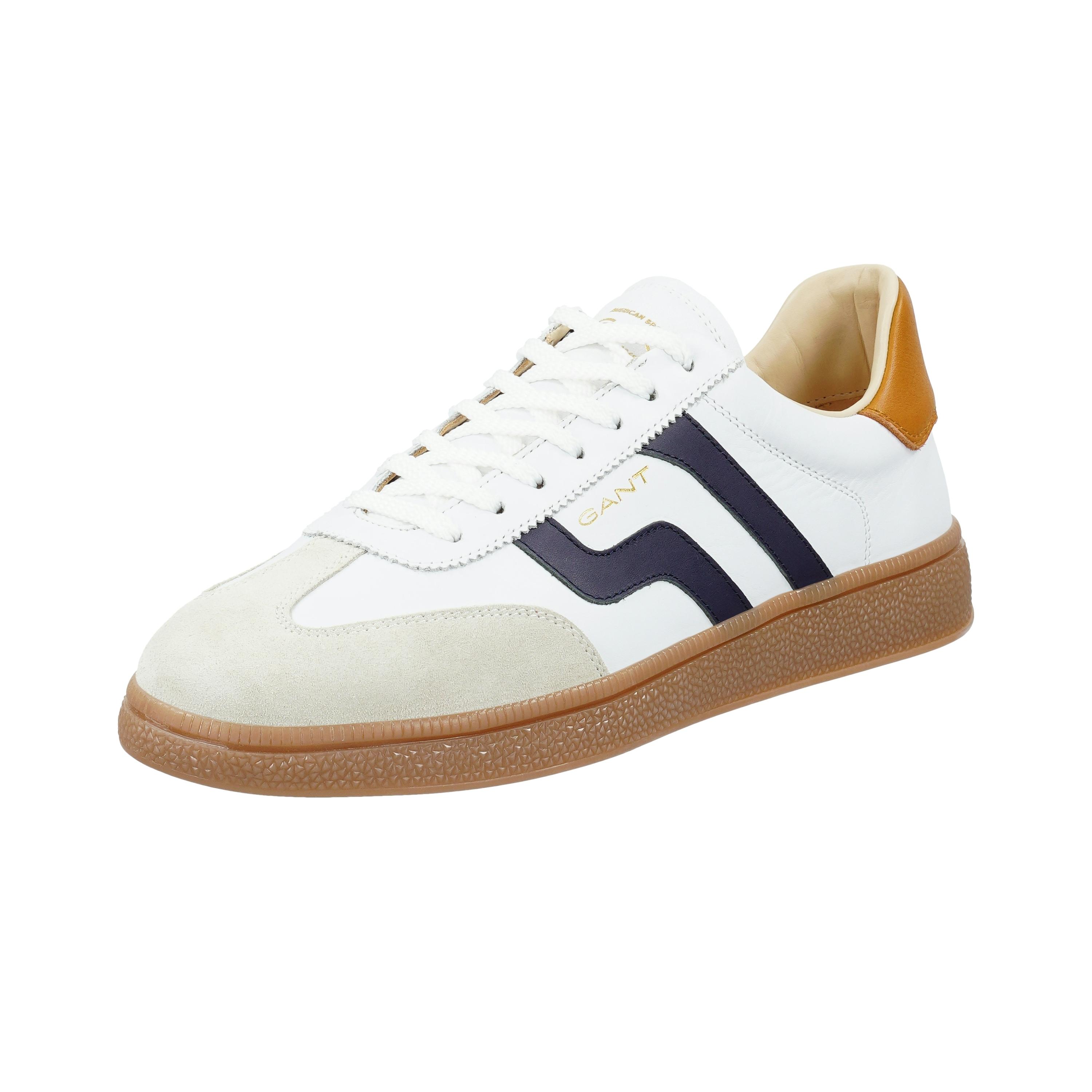 Sneaker Gant "Cuzmo", Herren, Gr. 41, Weiß (Weiß, Marine), Leder, Veloursleder, Schuhe Sneaker, Retro Sneaker, SchnüRschuh Mit Lederinnensohle