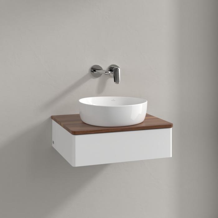 Villeroy Und Boch Antao Waschtisch-Unterschrank K07012MT 60X19X50Cm, Waschbeckenplattenfarbe Warm Walnut, White Matt Lacquer