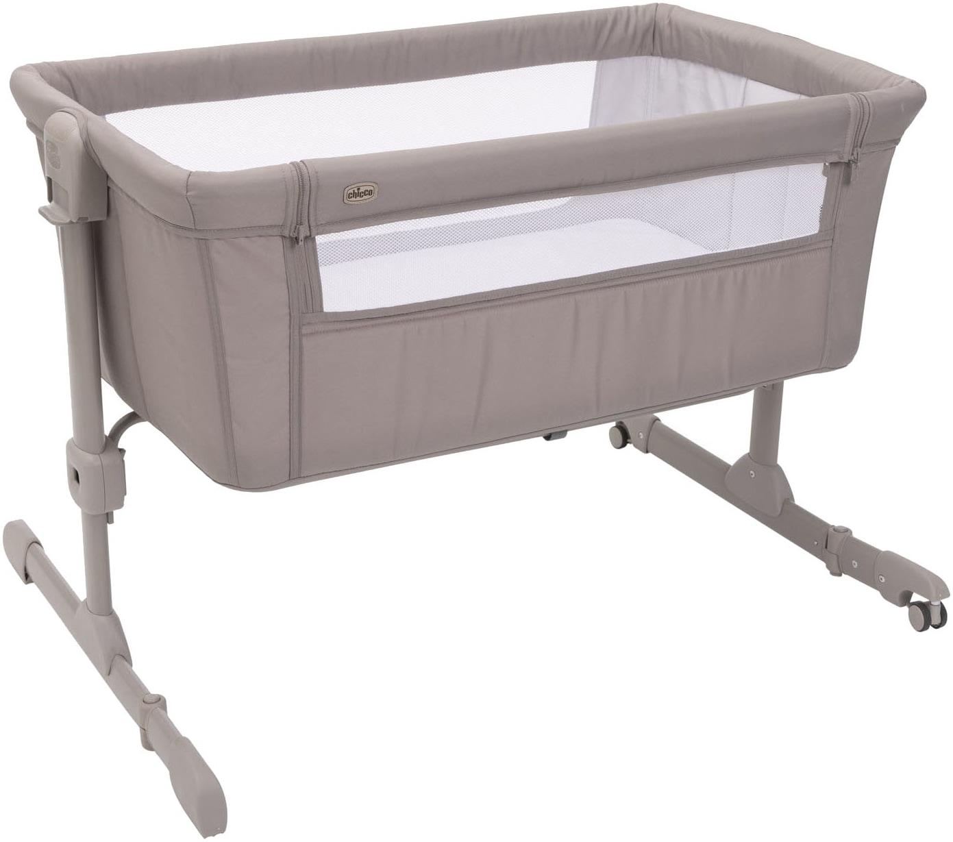 Beistellbett CHICCO "next2me essential", Baby, Gr. B/H/L: 70,5cm x 65cm, kein Härtegrad, dove re_lux, Polyester, Babybetten Beistellbett, Bezug teilweise aus recyceltem Material
