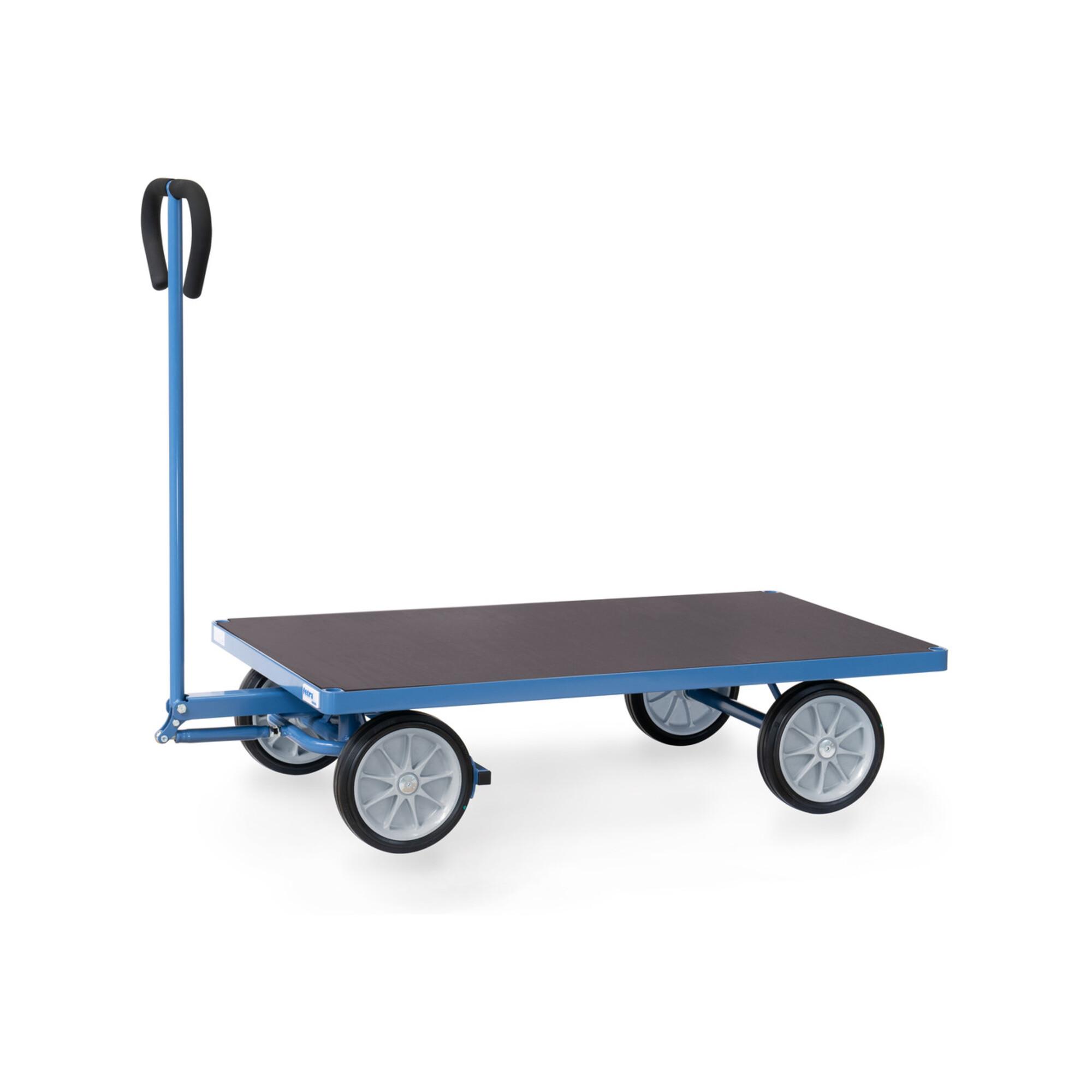 Fetra 4002V Handwagen Mit Plattform Aus Aluminium Mit Holzplattform Und Deichsel (Tragkraft:400 Kg, Vollgummi-Reifen))