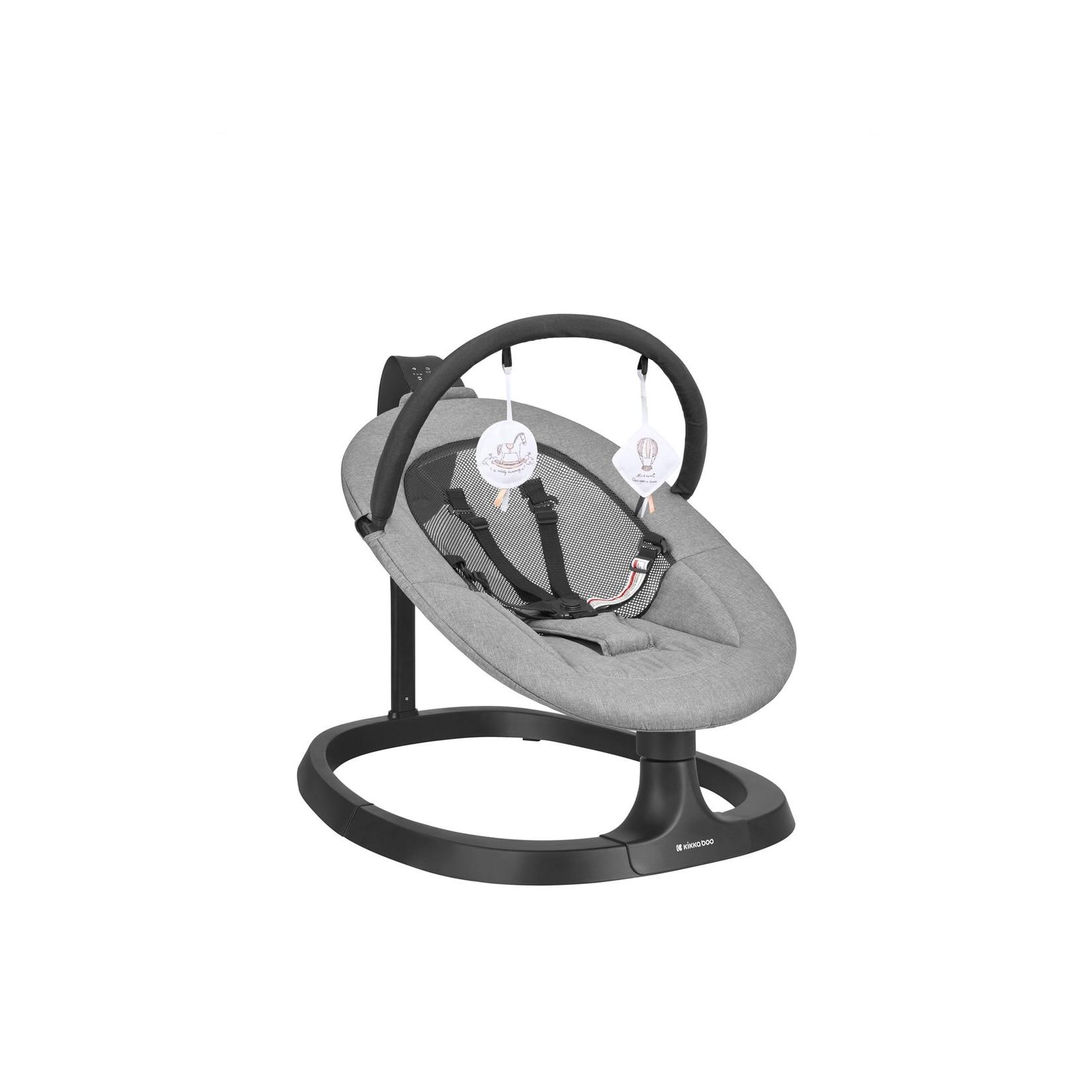 Kikka boo Babywippe Zazu elektrisch Kinderstuhl Musik Schaukelfunktion Timer grau