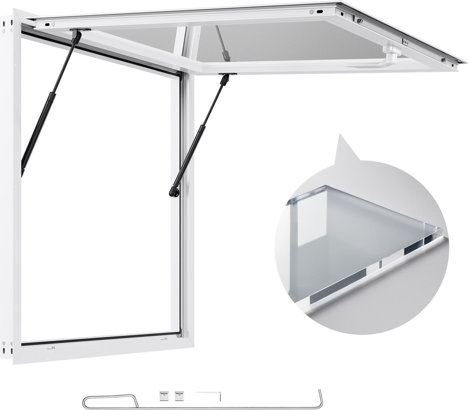 Finestra Snack Bar Vevor (915 X 915 Mm), Finestra Di Servizio Con Telaio In Alluminio Per Rimorchi Snack Bar, Finestra Di Servizio Con Angolo Di Apertura Di 85° Per Carrelli Snack Bar, Finestra Di Concessione Resistente All'acqua Piovana