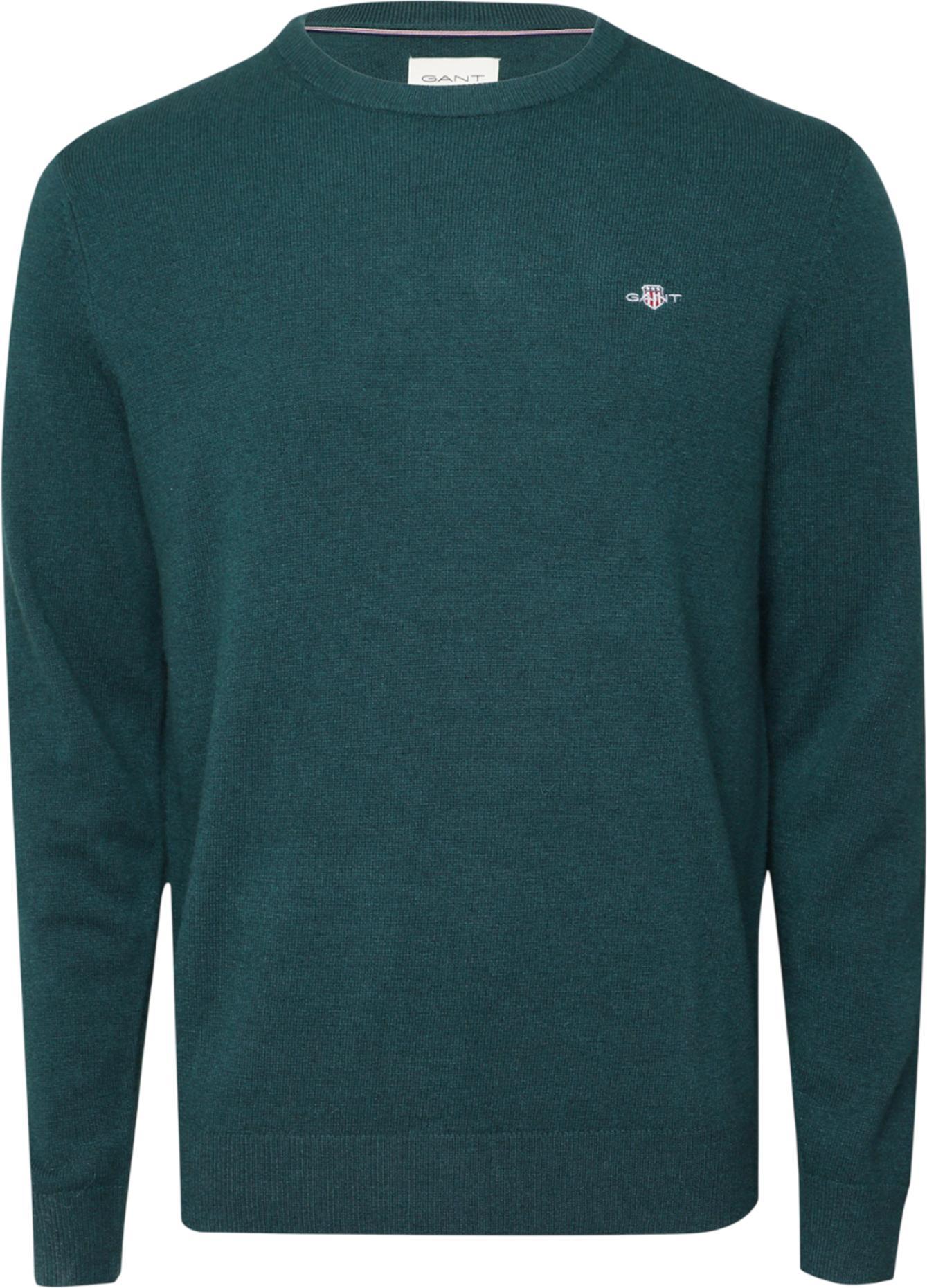 Gant - Felpa Da Uomo, Girocollo, Misto Lana GT11891 (L) (Verde)