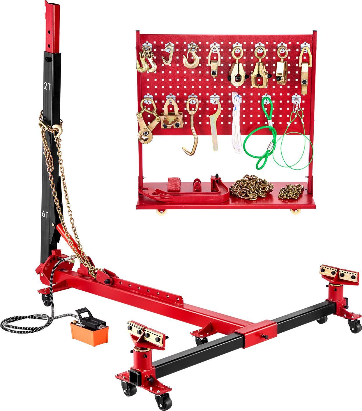 Estrattore E Raddrizzatore Per Carrozzerie Vevor, Attrezzatura Per La Riparazione Di Carrozzerie In Tensione Da 6T Con Pompa Idraulica A Pedale Da 6000 Psi E Colonna Girevole, Inclusi 16 Utensili Di Raddrizzamento, Per Officine Di Riparazione Di Autoveicoli