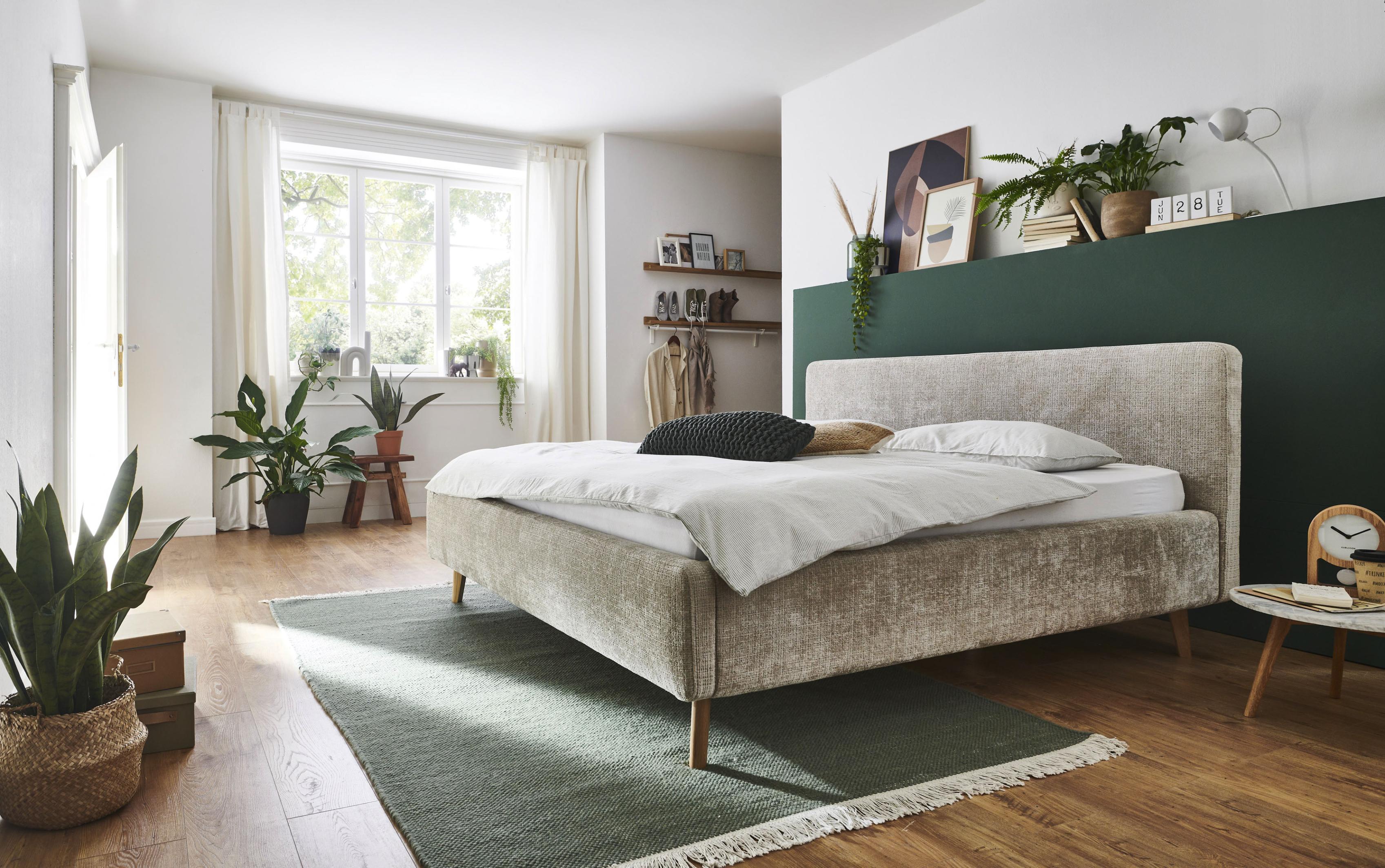 Polsterbett MEISE.MÖBEL "Mattis", beige, B:201cm H:105cm L:218cm, Bezug Bett: Boucle (100% Polyester), Betten, Polsterbett, Topseller, wahlweise mit Bettkasten