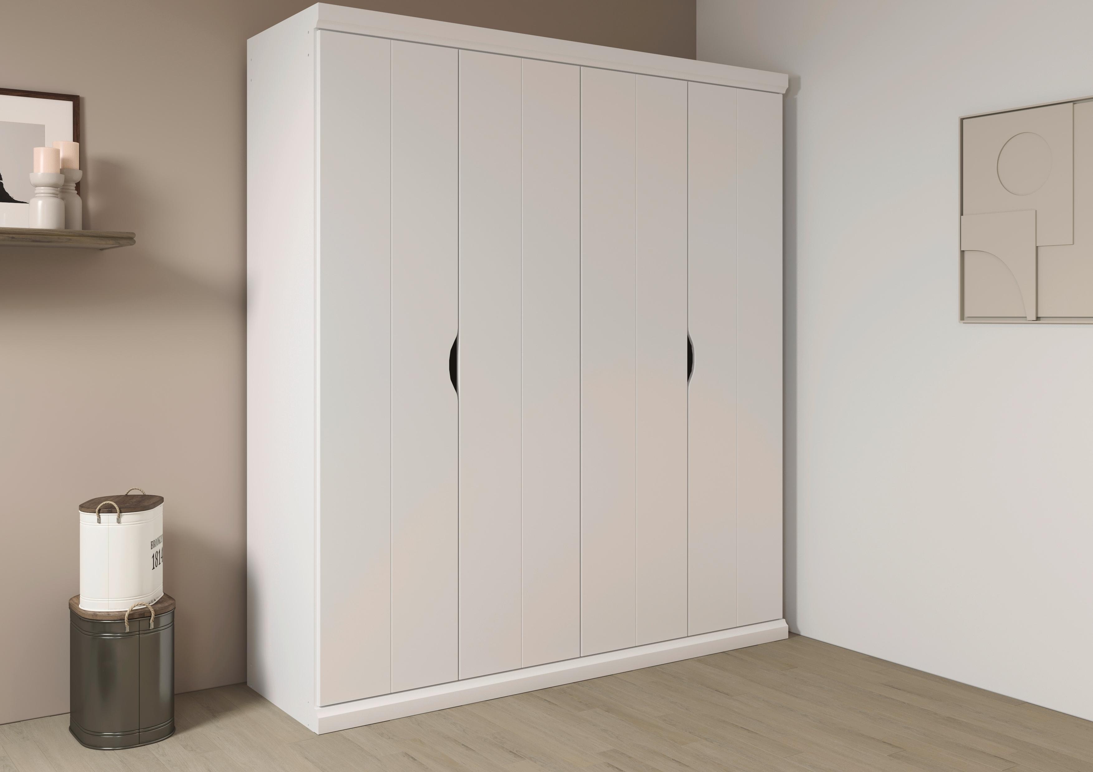 Kleiderschrank RAUCH "Drehtürenschrank Schrank Garderobe Wäscheschrank Schlafzimmer MARLENE", alpinweiß, B:181cm H:203cm T:56cm, Holzwerkstoff, Schränke, Kleiderschrank, in 3 Breiten 91/136/181 cm im Landhaus-Stil MADE IN GERMANY