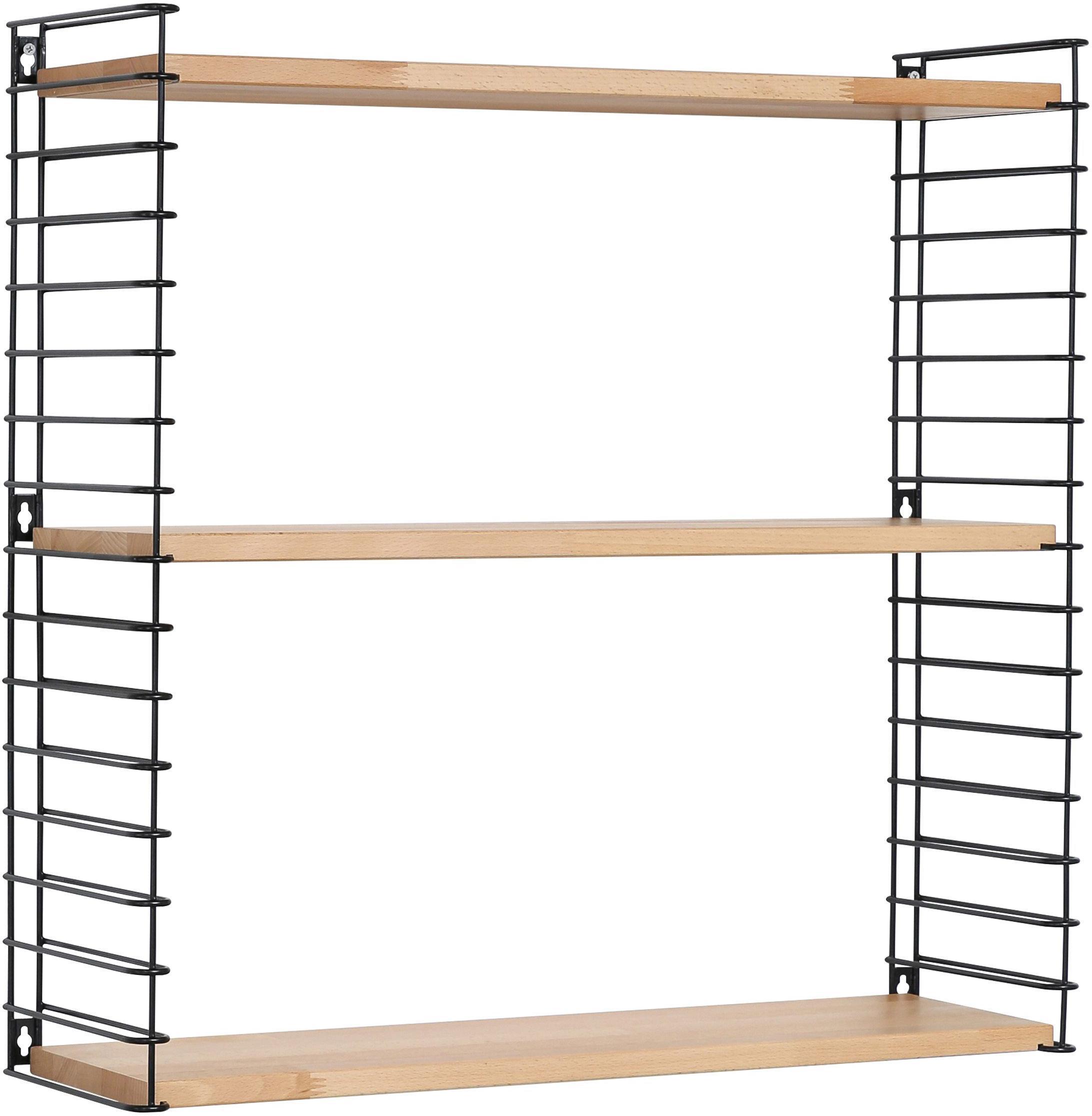 Wandregal METALTEX "Tomado", schwarz (schwarz, buchefarben), B:70cm H:68cm T:21cm, Regale, Wandregal, 3 Ablageböden aus Buchenholz