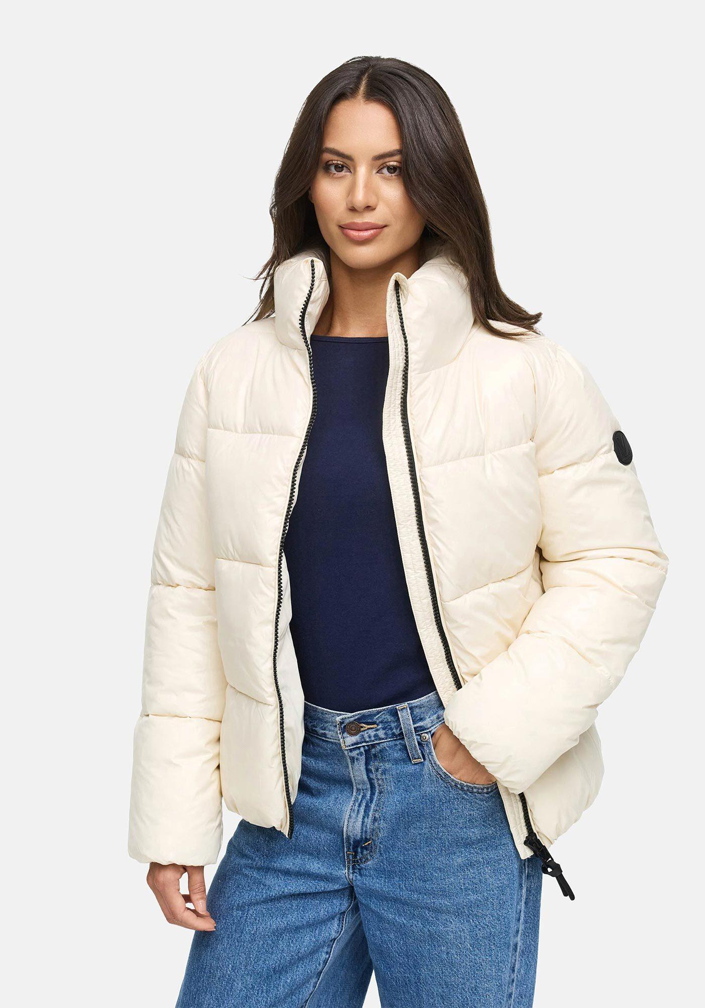 Winterjacke Marikoo "Hazalee", Damen, Gr. S, Cream, Obermaterial: 100% Polyester. Futter: 100% Polyester. Wattierung: 100% Polyester. ÄRmelfutter: 100% Polyester, Jacken Winterjacke, Mit Leicht GläZendem Obermaterial Und Hohem Kragen