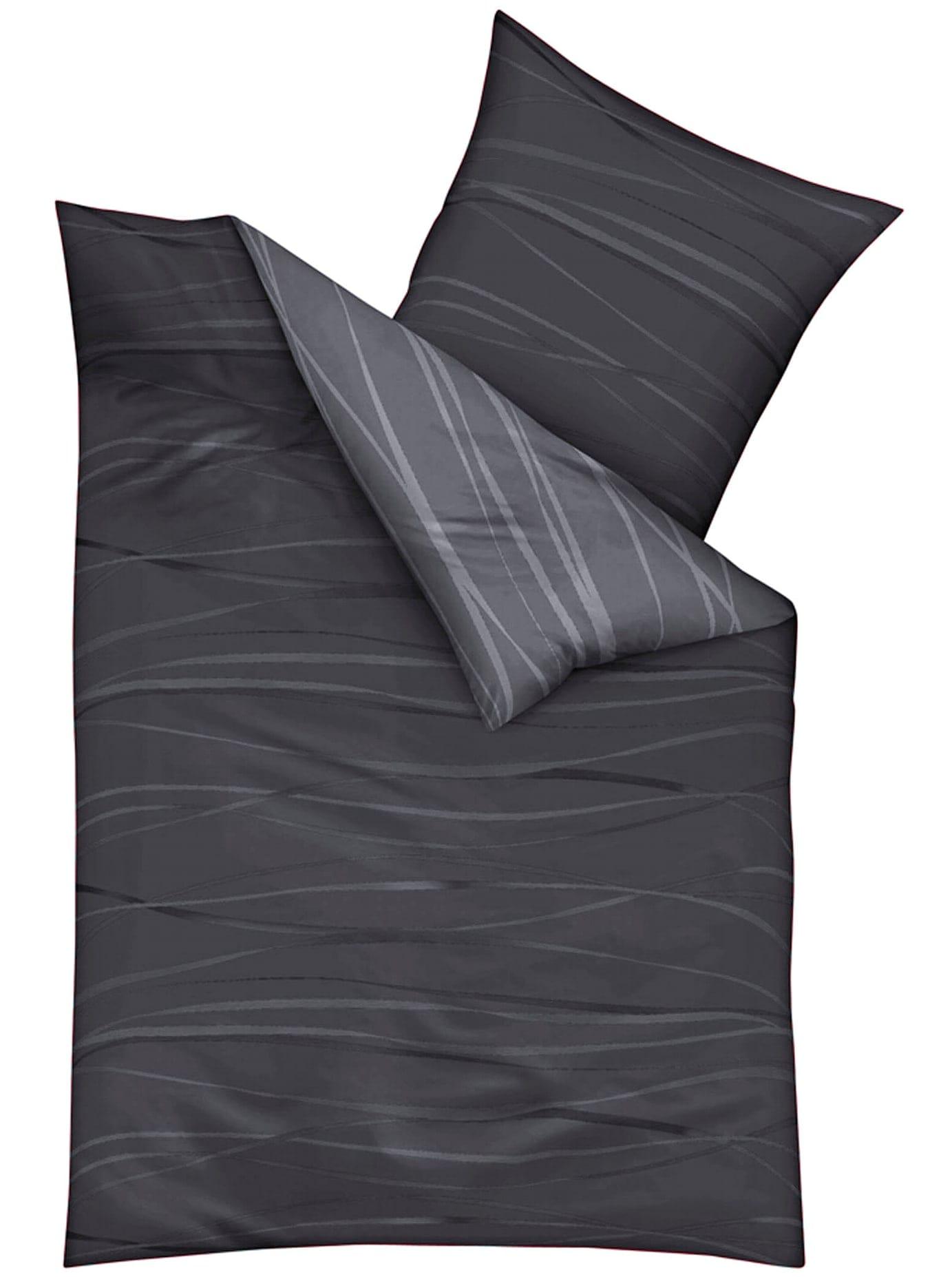 Bettwäsche KAEPPEL Gr. 7, grau (grau, anthrazit), B/L: 200cm x 200cm, Mako-Satin, B/L: 80cm x 80cm & 80cm x 80cm, 2 Stk., Mako-Satin, 100% Baumwolle, Bettwäsche, Bettwäsche