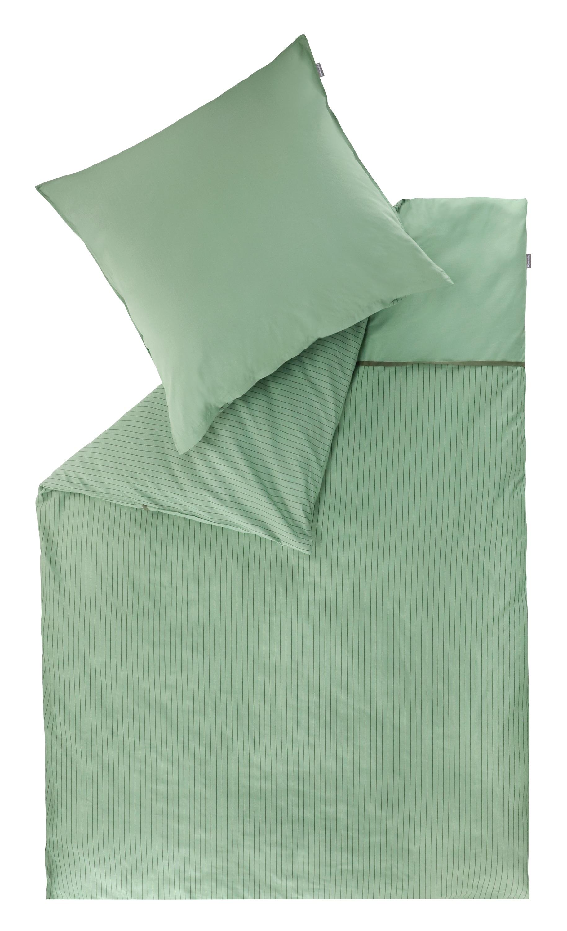 Wendebettwäsche MUSTERRING "Twist", grün, B/L: 155cm x 220cm, 1 Stk., 1 Stk., Renforcé, B/L: 80cm x 80cm, 2 Stk., Renforcé, 100% Baumwolle, Bettwäsche, Wendebettwäsche, aus reiner Baumwolle