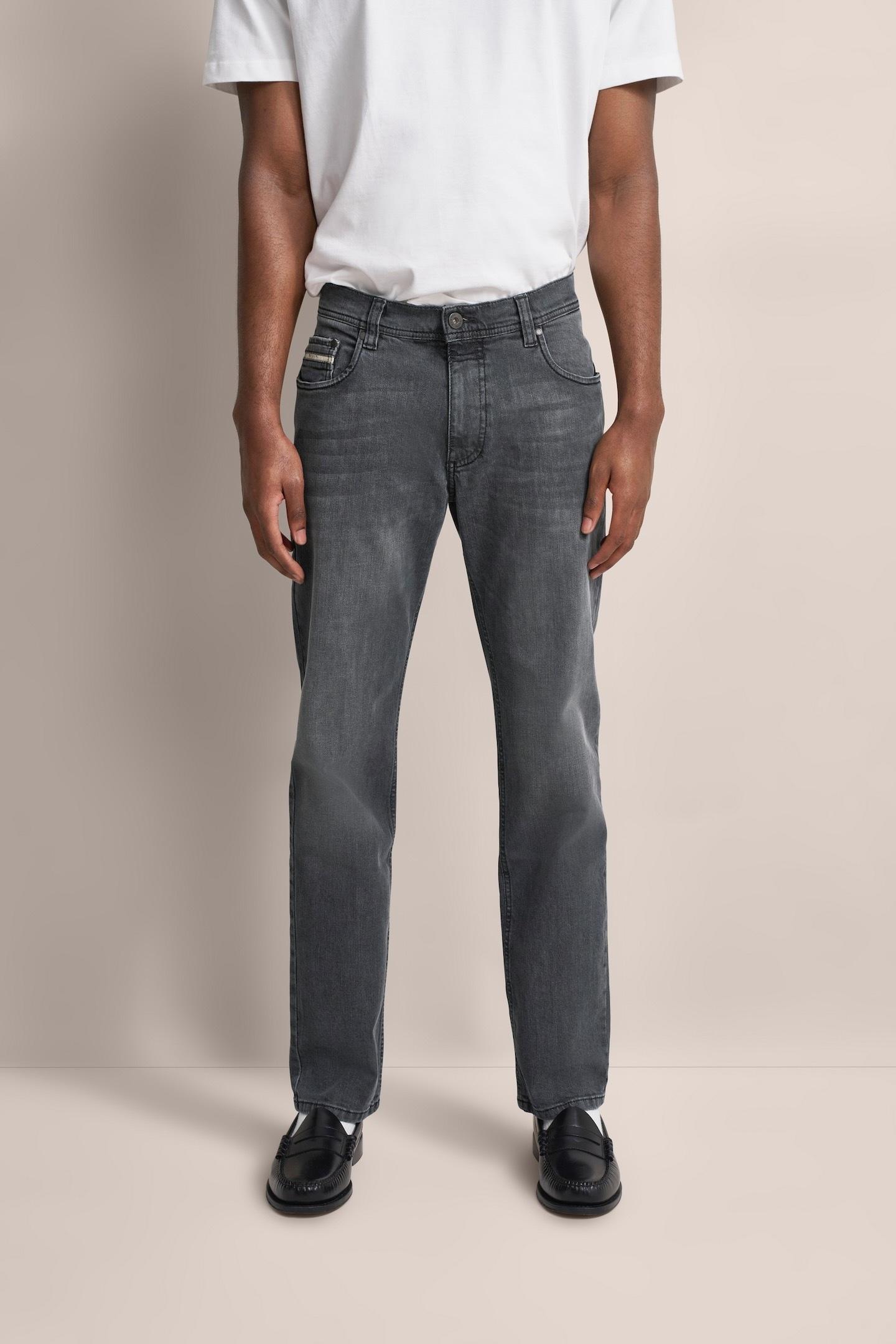 5-Pocket-Jeans Bugatti "Basic Essential", Herren, Gr. 38, LäNge 34, Grau (284, Dunkelgrau), 97% Baumwolle, 3% Elasthan, Jeans 5-Pocket-Jeans, Authentic Denim