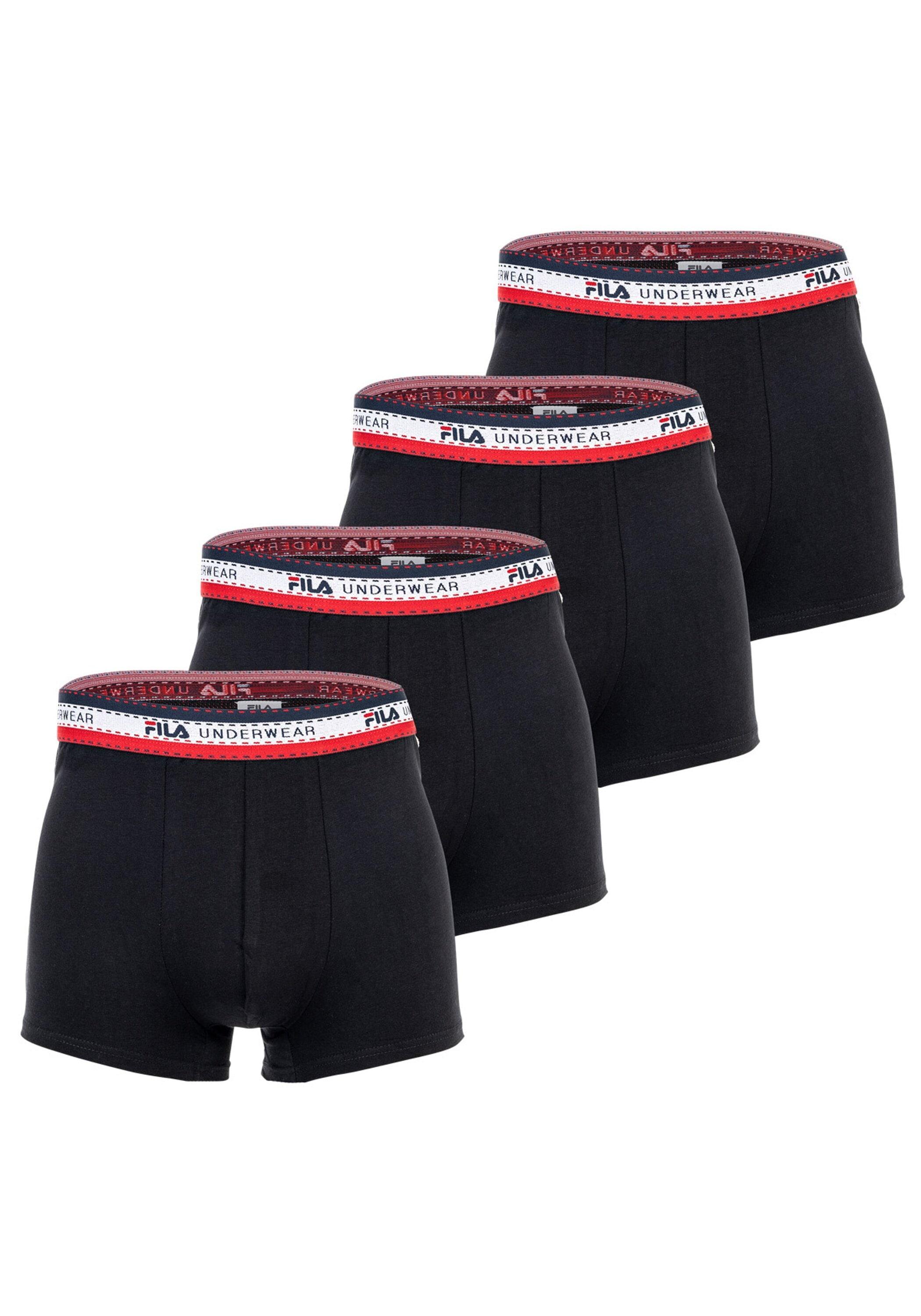 Boxershorts Fila "Boxershort 4Er Pack", Herren, Gr. M, Schwarz, Obermaterial: 95% Baumwolle Co. 5% Elasthan El., Unterhosen