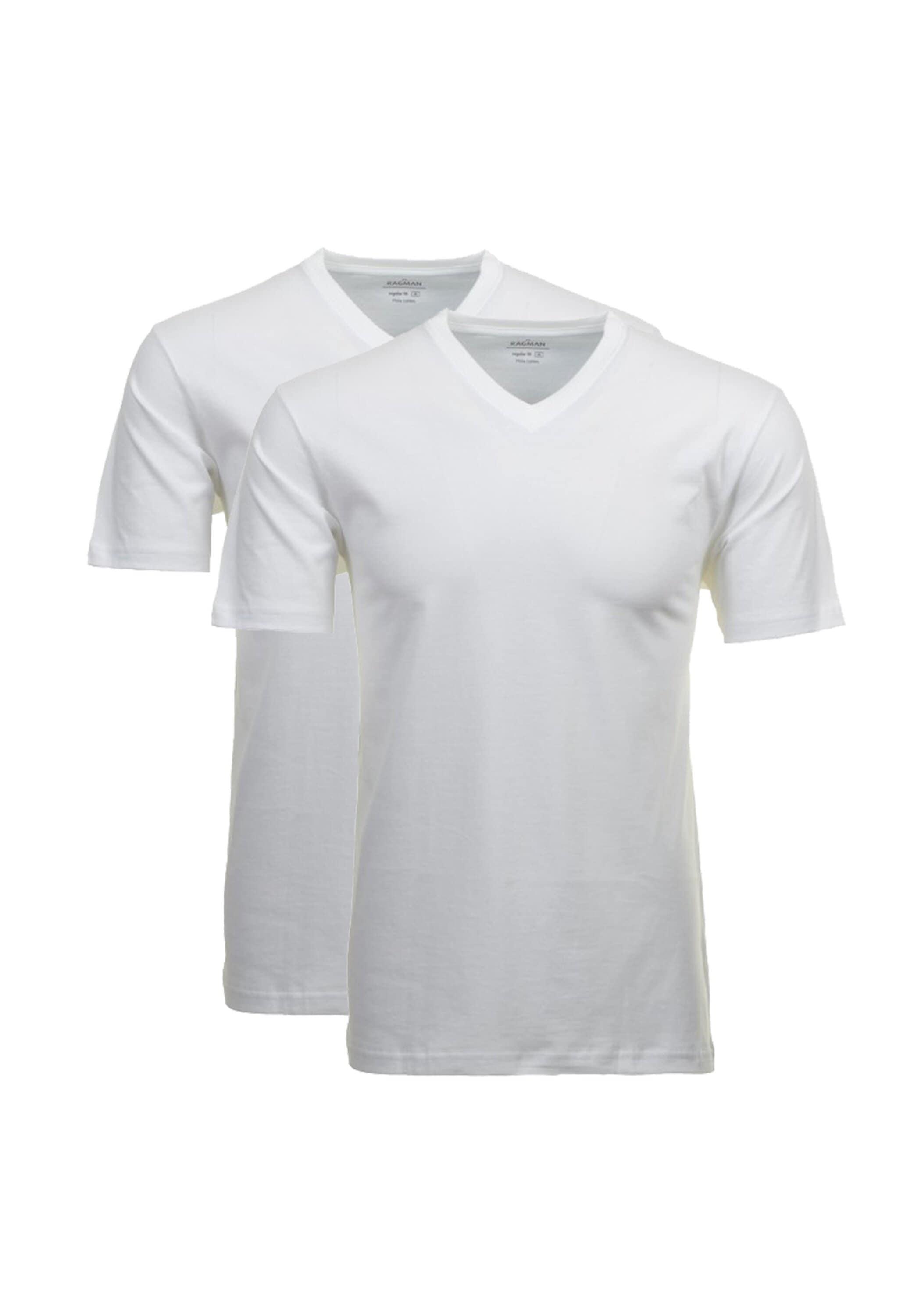 T-Shirt Ragman "T-Shirt 2Er Pack", Herren, Gr. 6XL, Weiß, Obermaterial: 100% Baumwolle Co., Shirts T-Shirt
