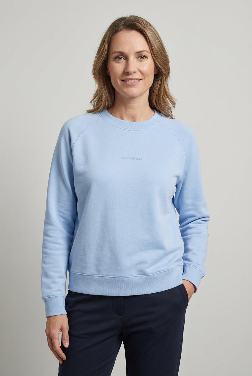 Sweatshirt Marc O'polo Denim, Damen, Gr. Xs, Blau Dusk, Angeraute Sweatware, Obermaterial: 100% Baumwolle, Relaxed Fit Normal, Rundhals, RippbüNdchen, Sweatshirts Sweatshirt, Relaxed Fit, Aus Organic Cotton, Mit Schlitzen An Der Seitennaht