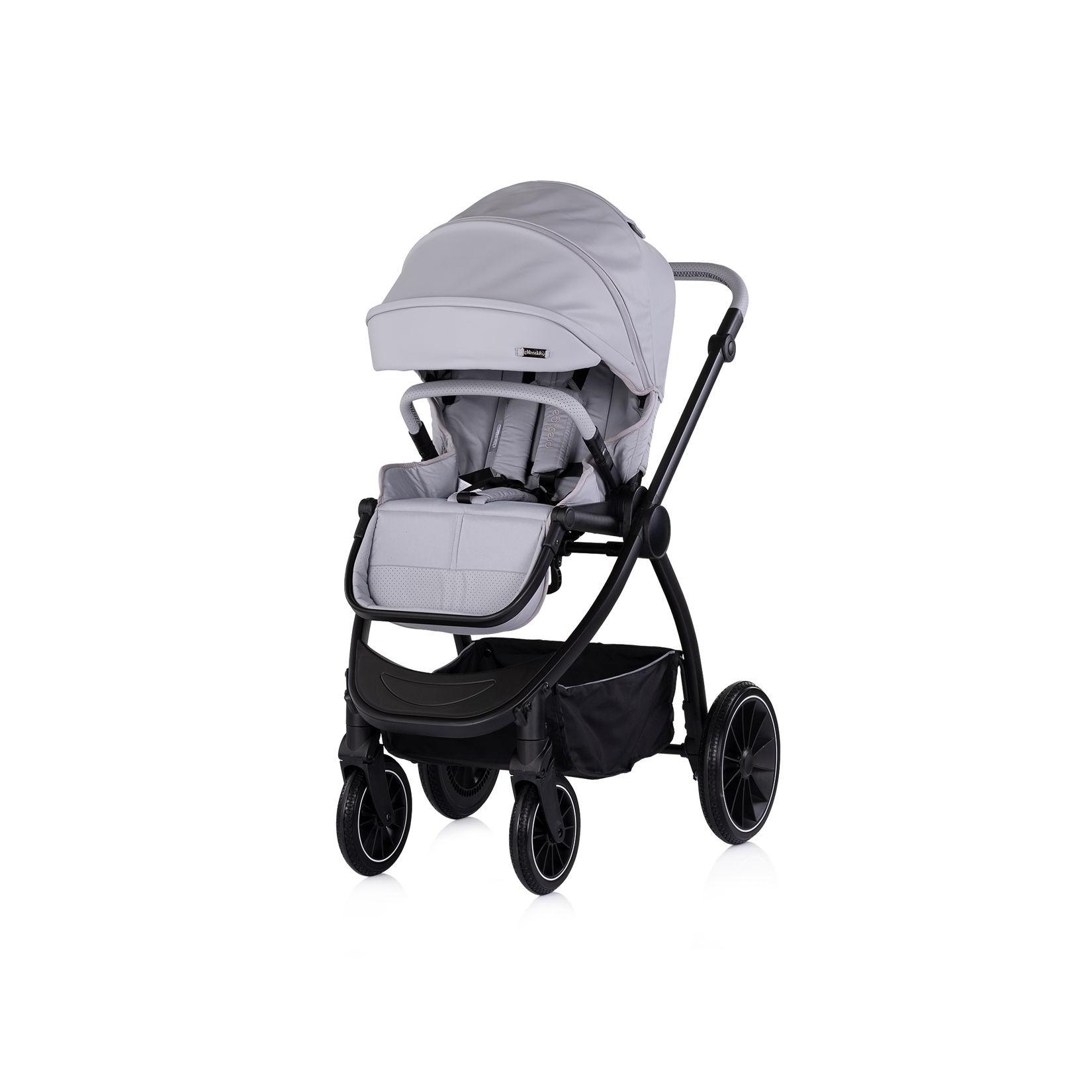 Chipolino Kombikinderwagen 3 in 1 Prestige Babywanne Rucksack i-Size Babyschale hellgrau