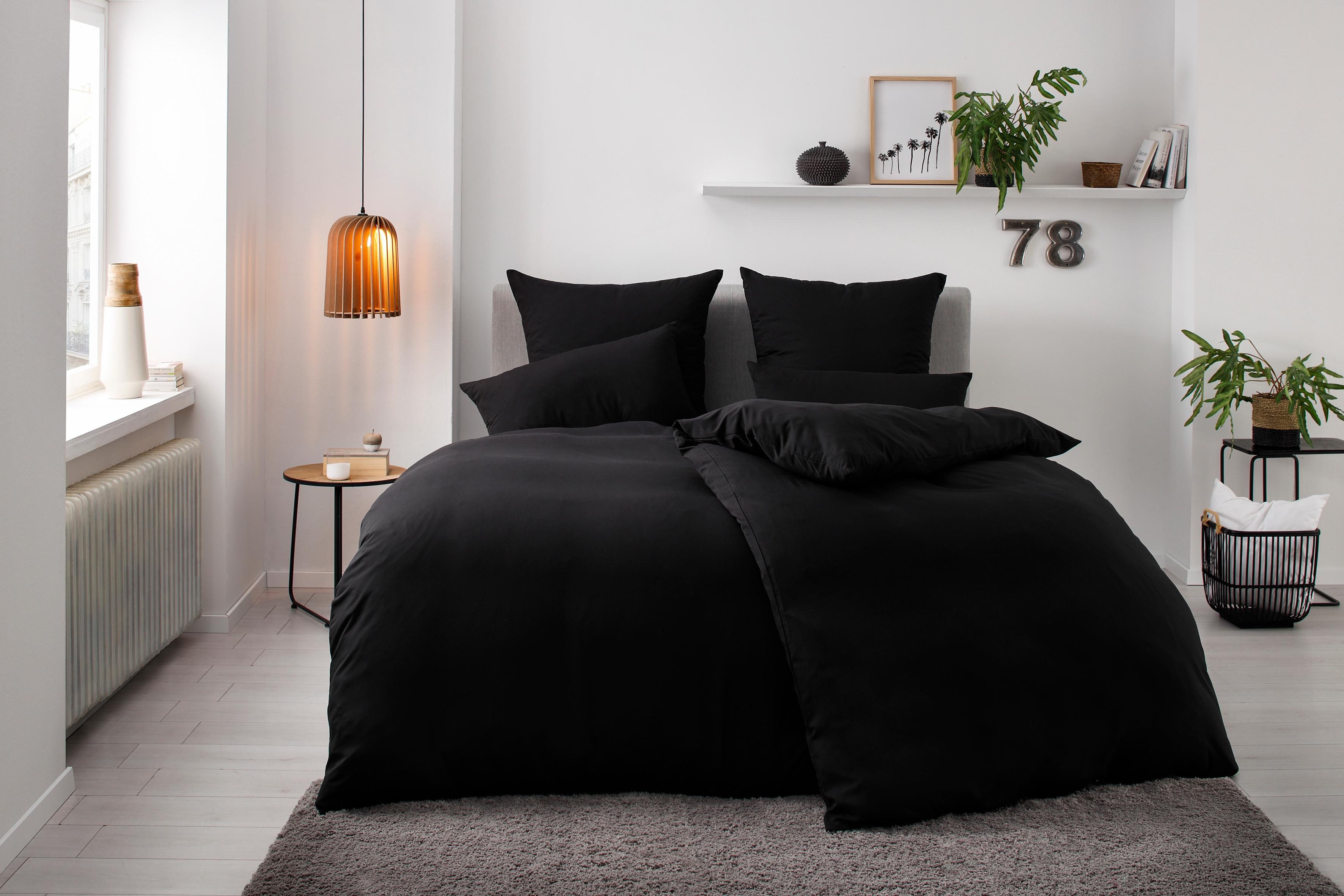 Bettwäsche OTTO HOME "Desner", schwarz, B/L: 200cm x 200cm, 1 Stk., 2 Stk., Microfaser, B/L: 80cm x 80cm & 80cm x 80cm, 3 Stk., Microfaser, Obermaterial: 100% Polyester, Bettwäsche, Bettwäsche, Premium Qualität, 100 % Polyester, sehr weich, uni, ab 135x200 cm