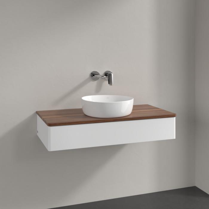 Villeroy Und Boch Antao Waschtisch-Unterschrank K09012MT 100X19X50Cm, Waschbeckenplattenfarbe Warm Walnut, White Matt Lacquer