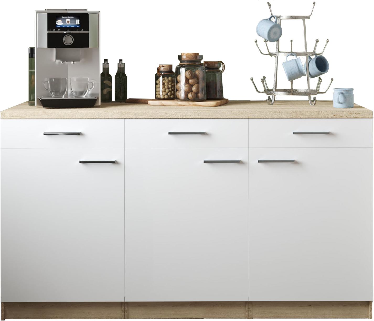 Mehrzweckschrank-Set respekta "Merle", Weiß, B:150Cm H:200Cm T:60Cm, KastenmöBel-Sets, Breite 150 Cm, Soft-Close, Metallstangengriffe, 85 Cm ArbeitshöHe
