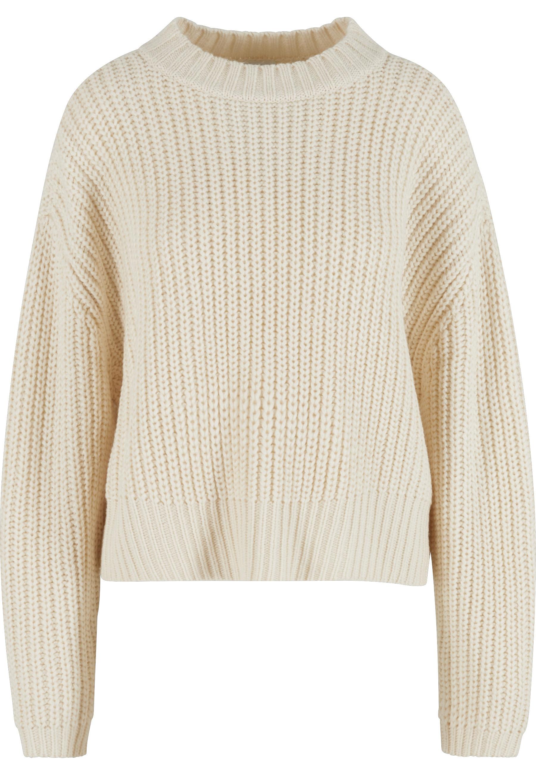 Rundhalspullover Urban Classics "Urban Classics Ladies Wide Basic Oversized Sweater", Damen, Gr. Xl, Sandweiß, 100% Polyacryl, Unifarben, Oversize, Rundhals, Pullover Rundhalspullover