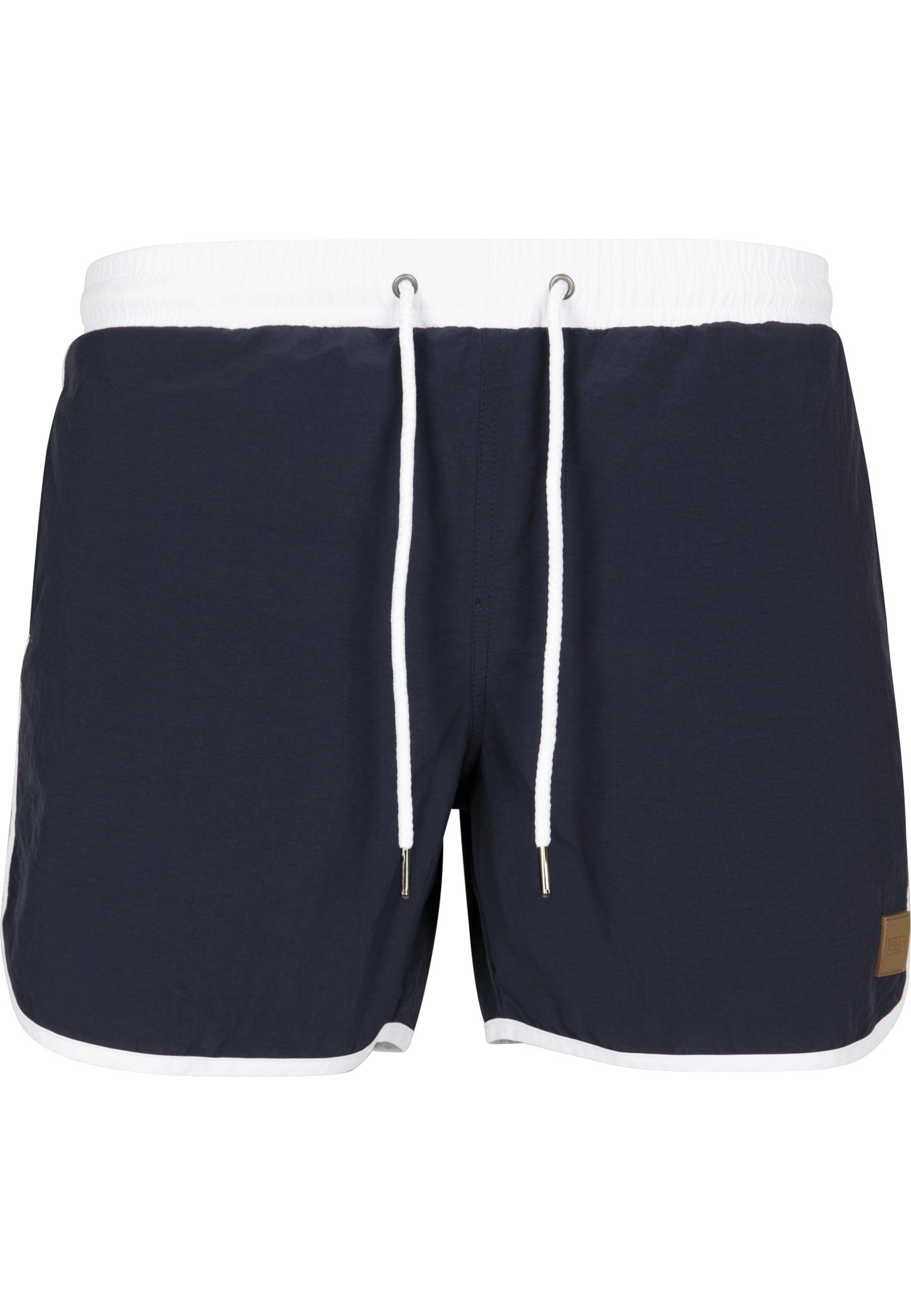 Badeshorts Urban Classics "Urban Classics Herren Retro Swimshorts", Herren, Gr. 4XL, Us-GrößEn, Blau (Navy, Weiß), 100% Polyamid, Badehosen Badeshorts