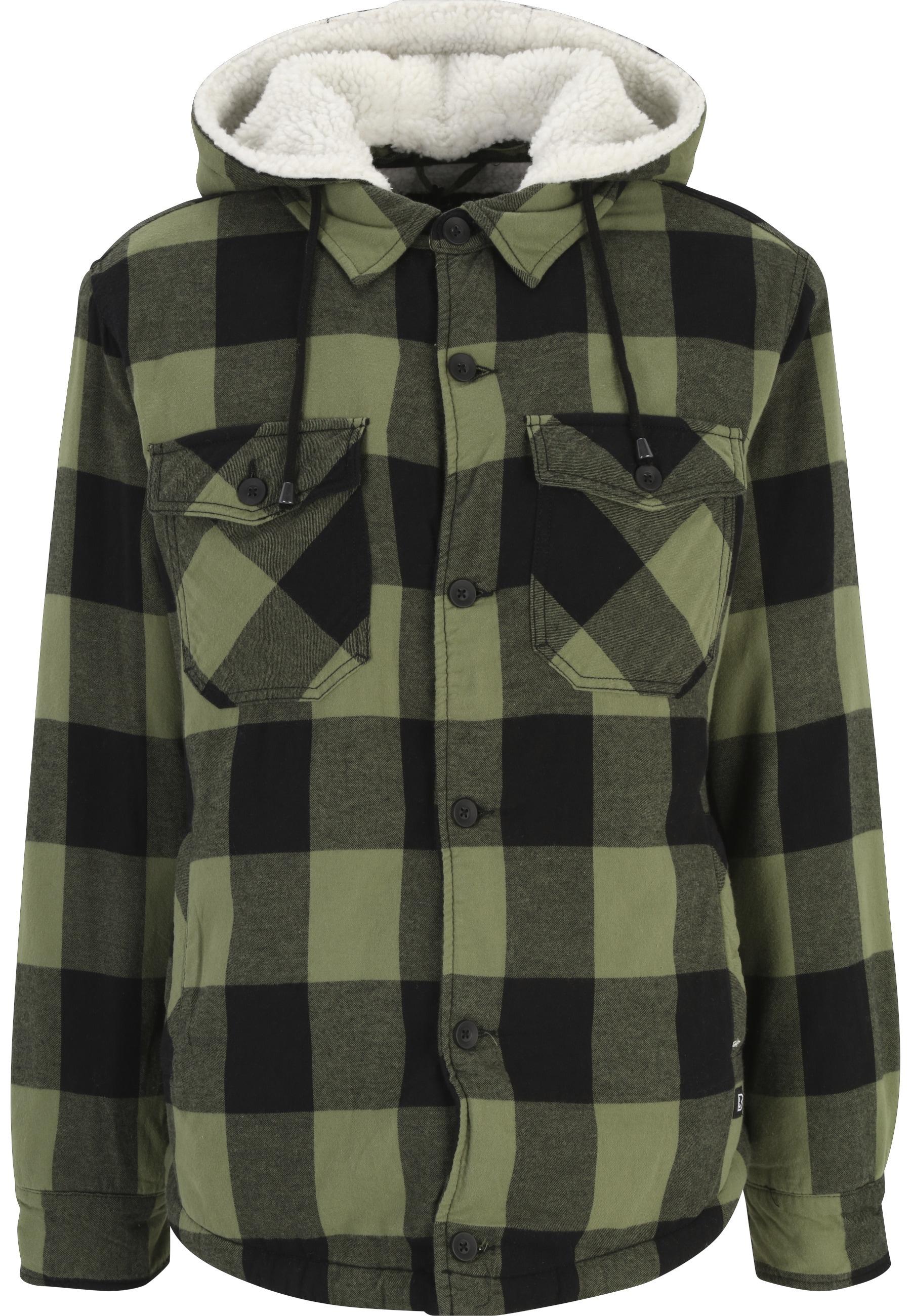 Anorak Brandit "Brandit Herren Lumberjacket Hooded", Herren, Gr. 6XL, Schwarz, Olive, 100% Baumwolle, Kariert, Normal, Ohne Ausschnitt, Jacken