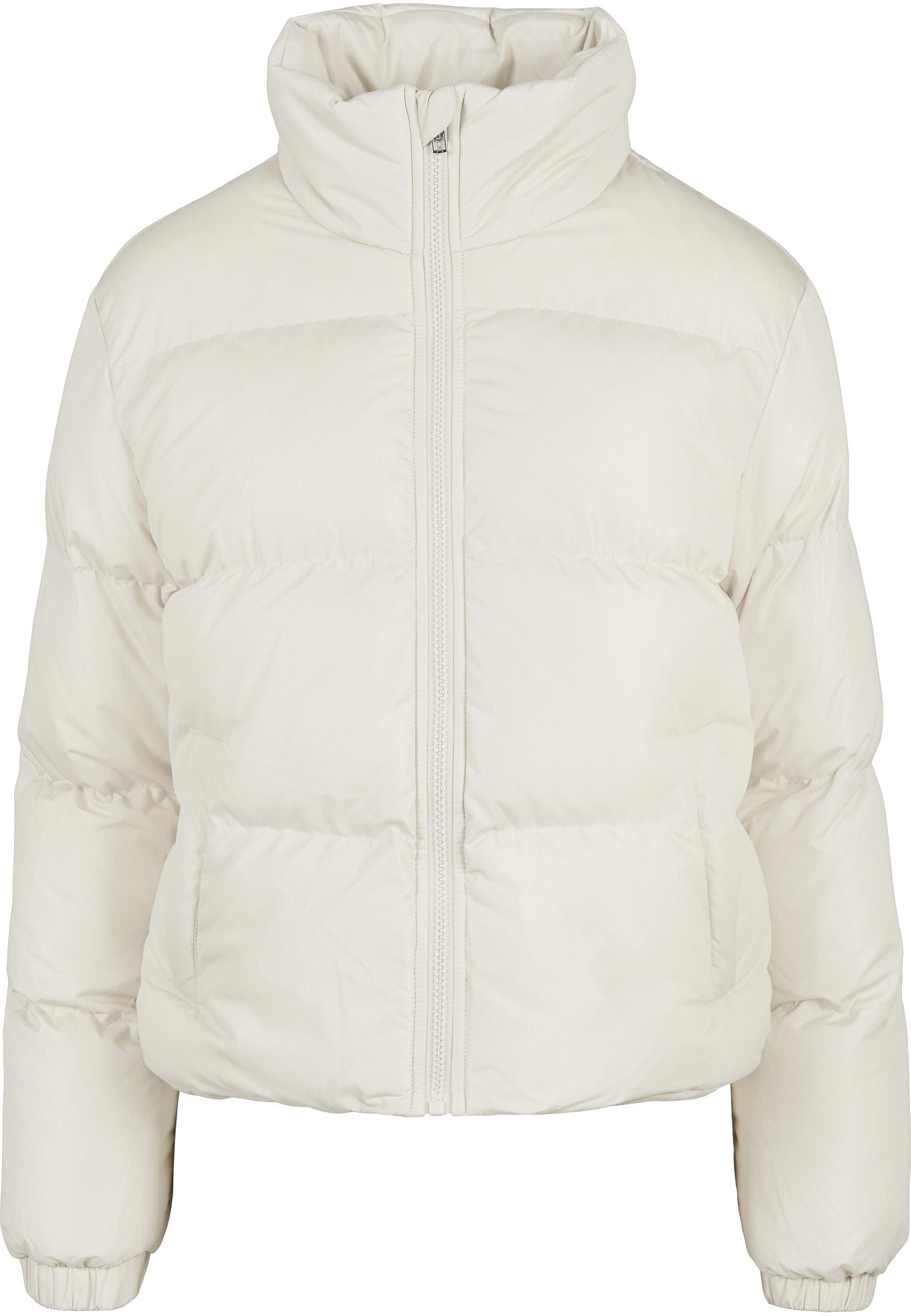 Winterjacke Urban Classics "Urban Classics Damen Ladies Short Peached Puffer Jacket", Damen, Gr. 4XL, Sandweiß, 100% Polyester, Unifarben, Loose Fit, Amerikanischer Ausschnitt, Jacken Winterjacke