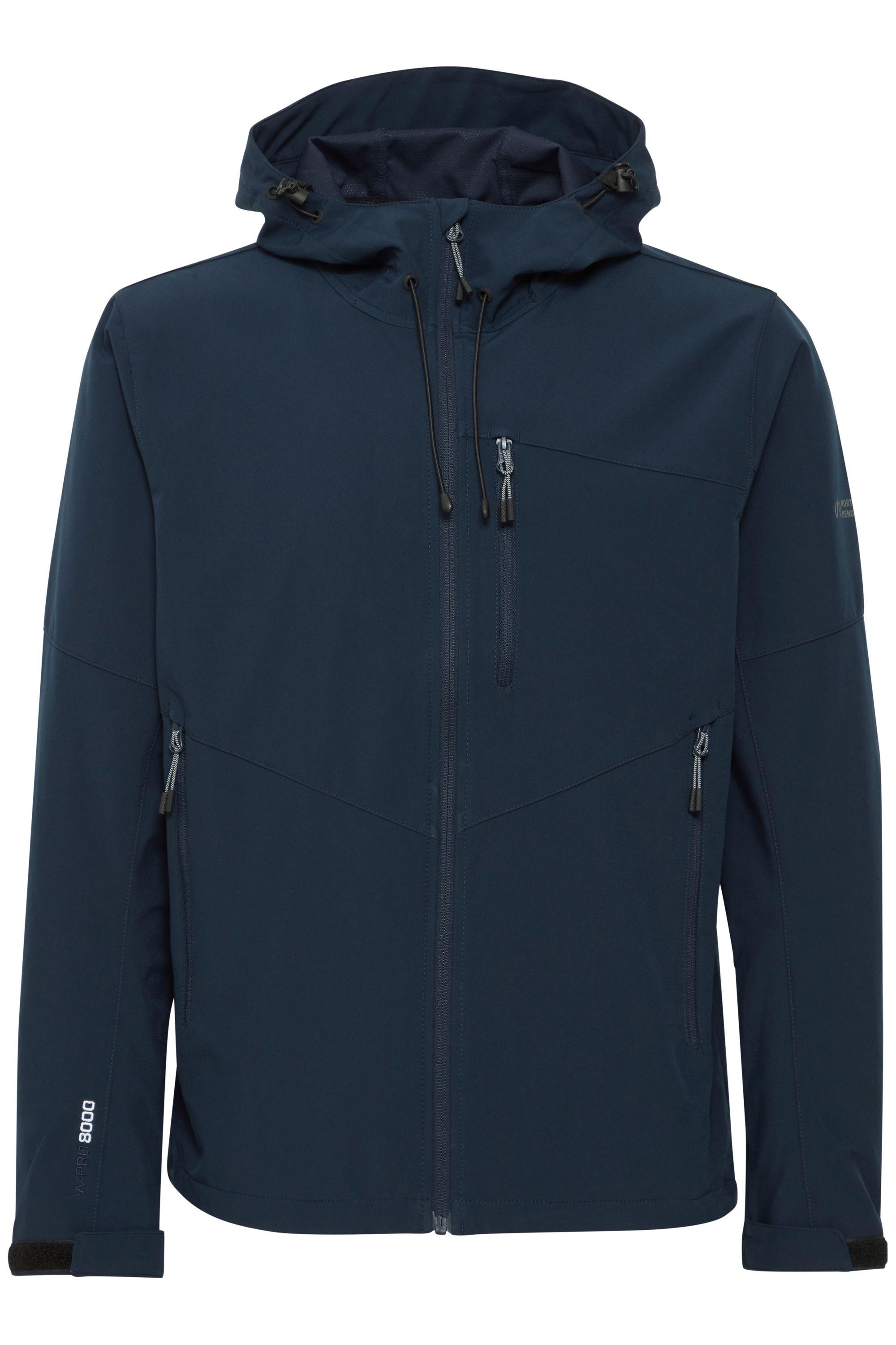 Softshelljacke NORTH BEND "Softshelljacke NBRody M W-PRO 8.000 mit wasserdichter Beschichtung", Herren, Gr. XL, blau (navy blazer), Obermaterial: 100% Polyester PES., unifarben, Jacken Softshelljacke