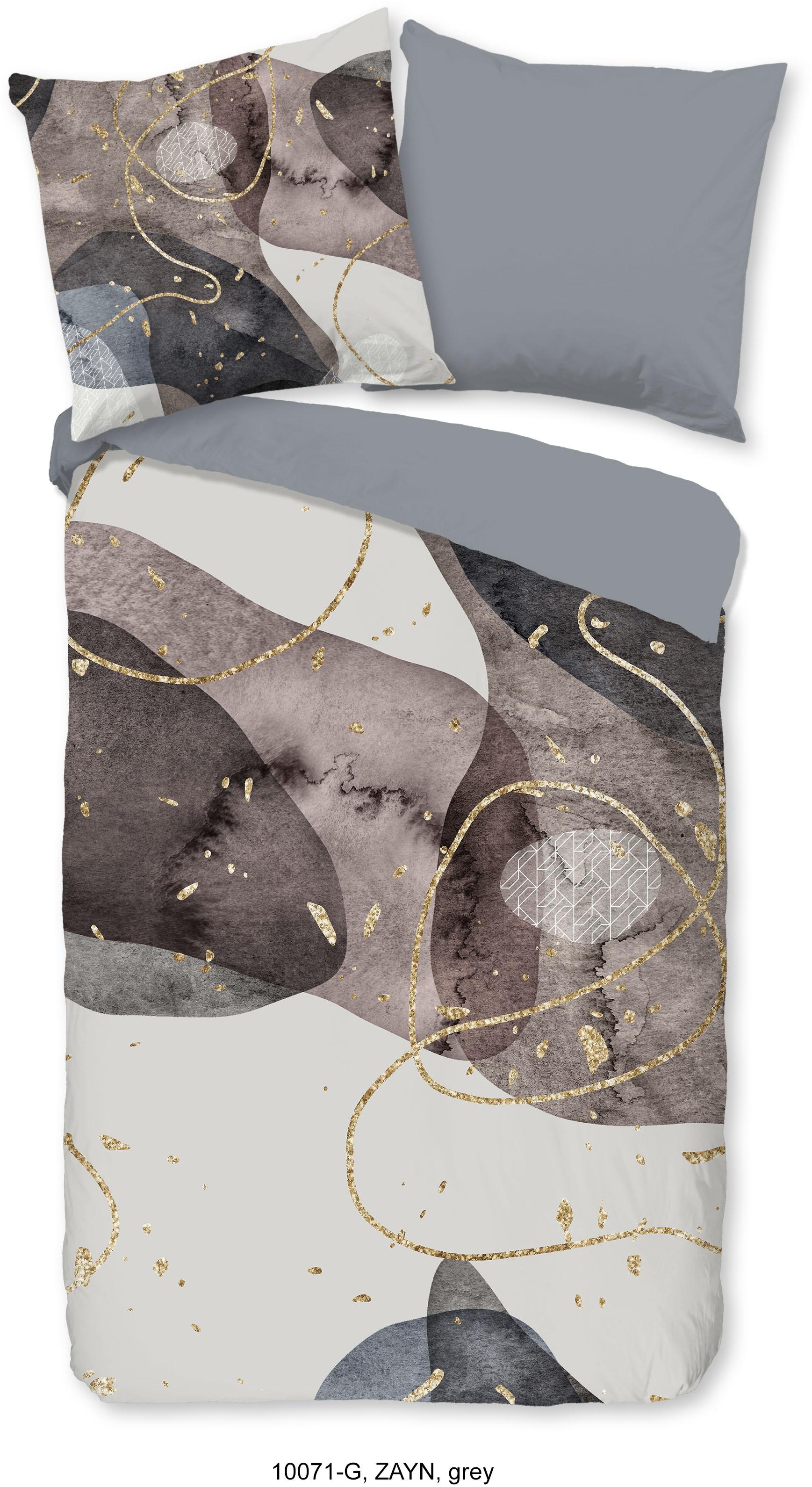 WendebettwäSche Good Morning "Zayn", Grau, B/L: 135Cm X 200Cm, 1 Stk., 1 Stk., Renforcé, B/L: 80Cm X 80Cm, 2 Stk., Renforcé, Obermaterial: 100% Baumwolle, BettwäSche, WendebettwäSche, Baumwolle, 135X200, 2 Teilig, ReißVerschluss, Wendeoptik, Abstrakt