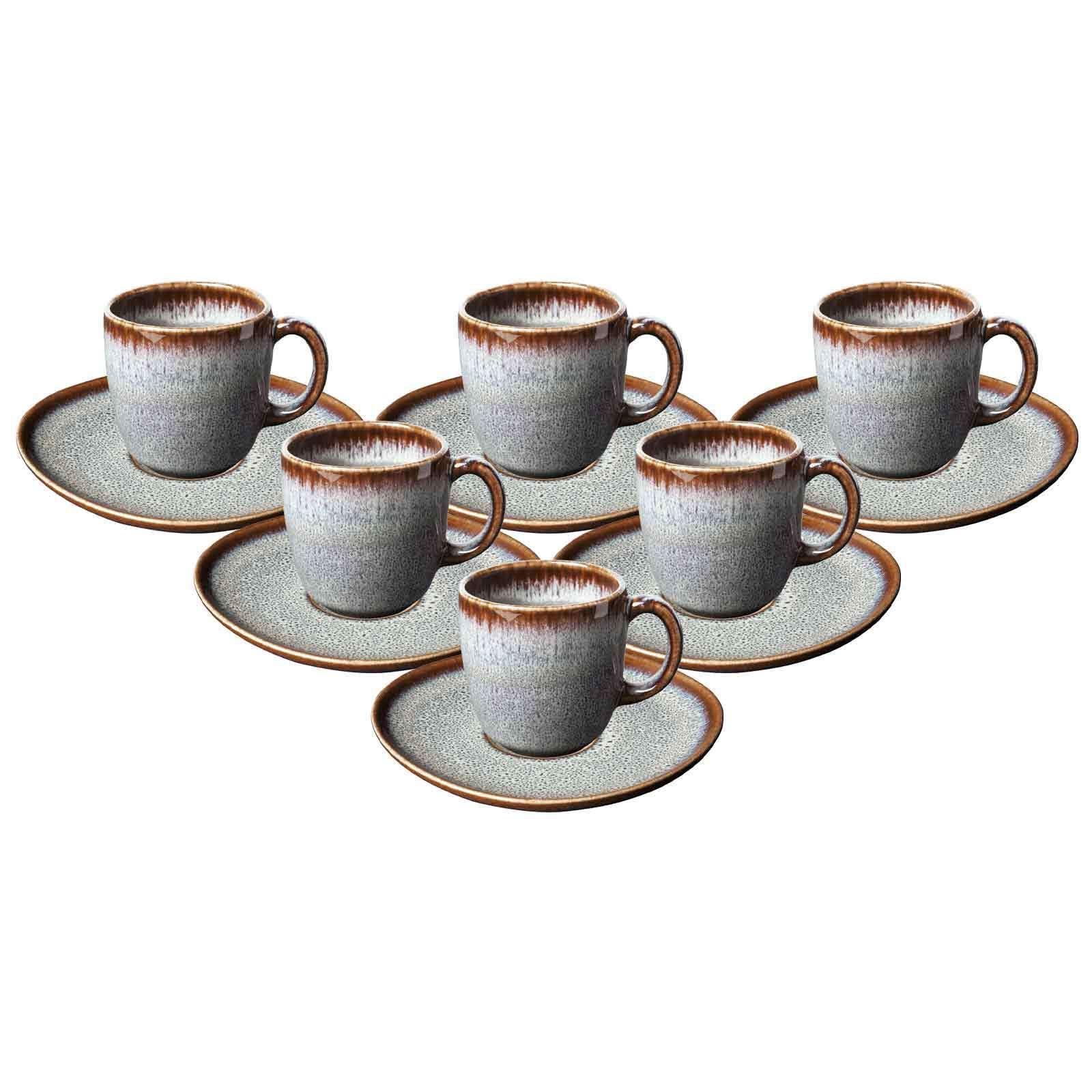 Tasse "Kaffeetassen Mit Untertassen Lave 190 Ml 6Er Set", Beige, Steingut, Like. By Villeroy & Boch, TrinkgefäßE, Tasse