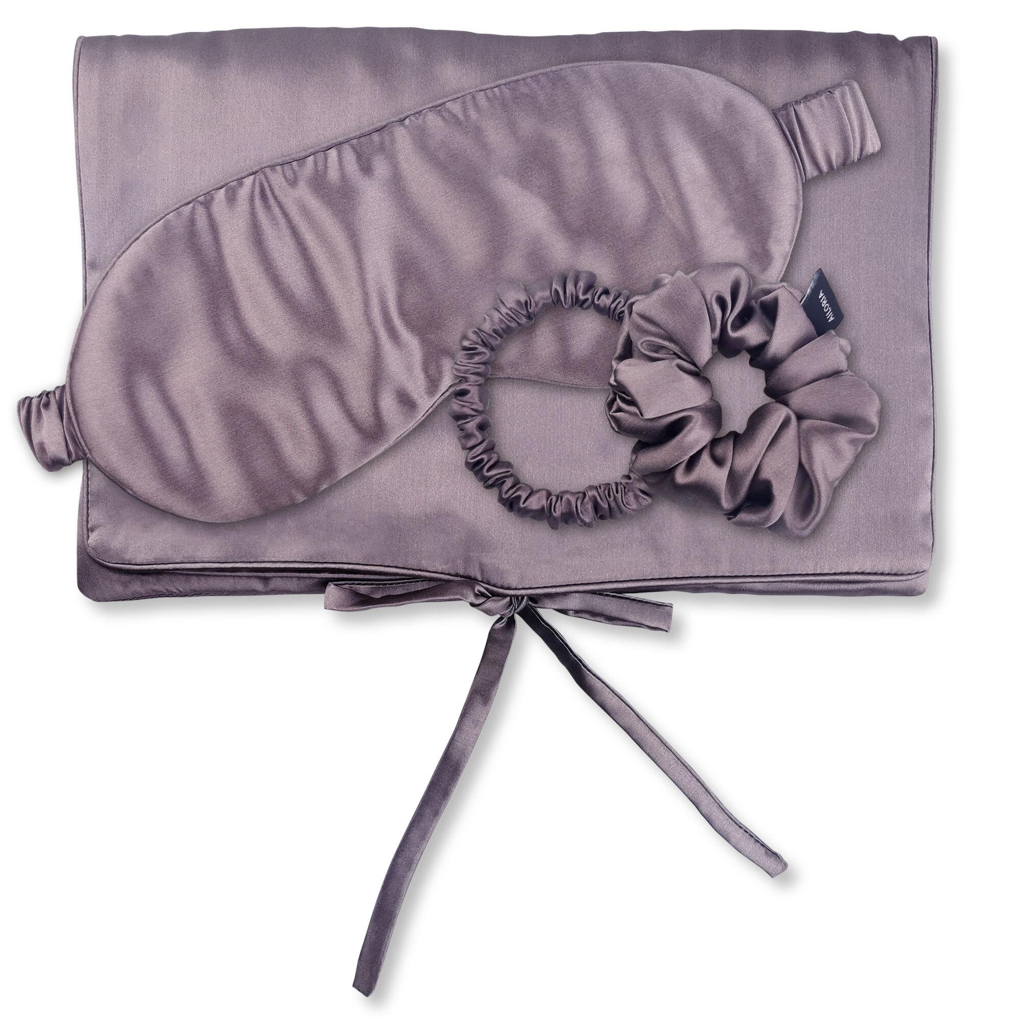Seidentuch Ailoria "Tasche, Schlafmaske, Scrunchie S & Scrunchie M Travel Set", Damen, Lila (Shy Lavender), Obermaterial: 100% Seide Silk., ModetüCher