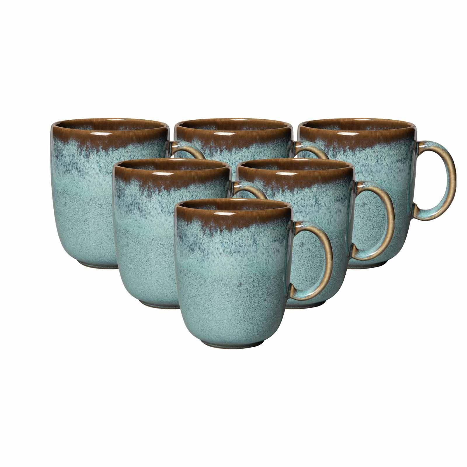 Becher "Becher Mit Henkel Lave 400 Ml 6Er Set", Blau (Glacé), 6 Tlg., Steingut, Like. By Villeroy & Boch, TrinkgefäßE, Becher