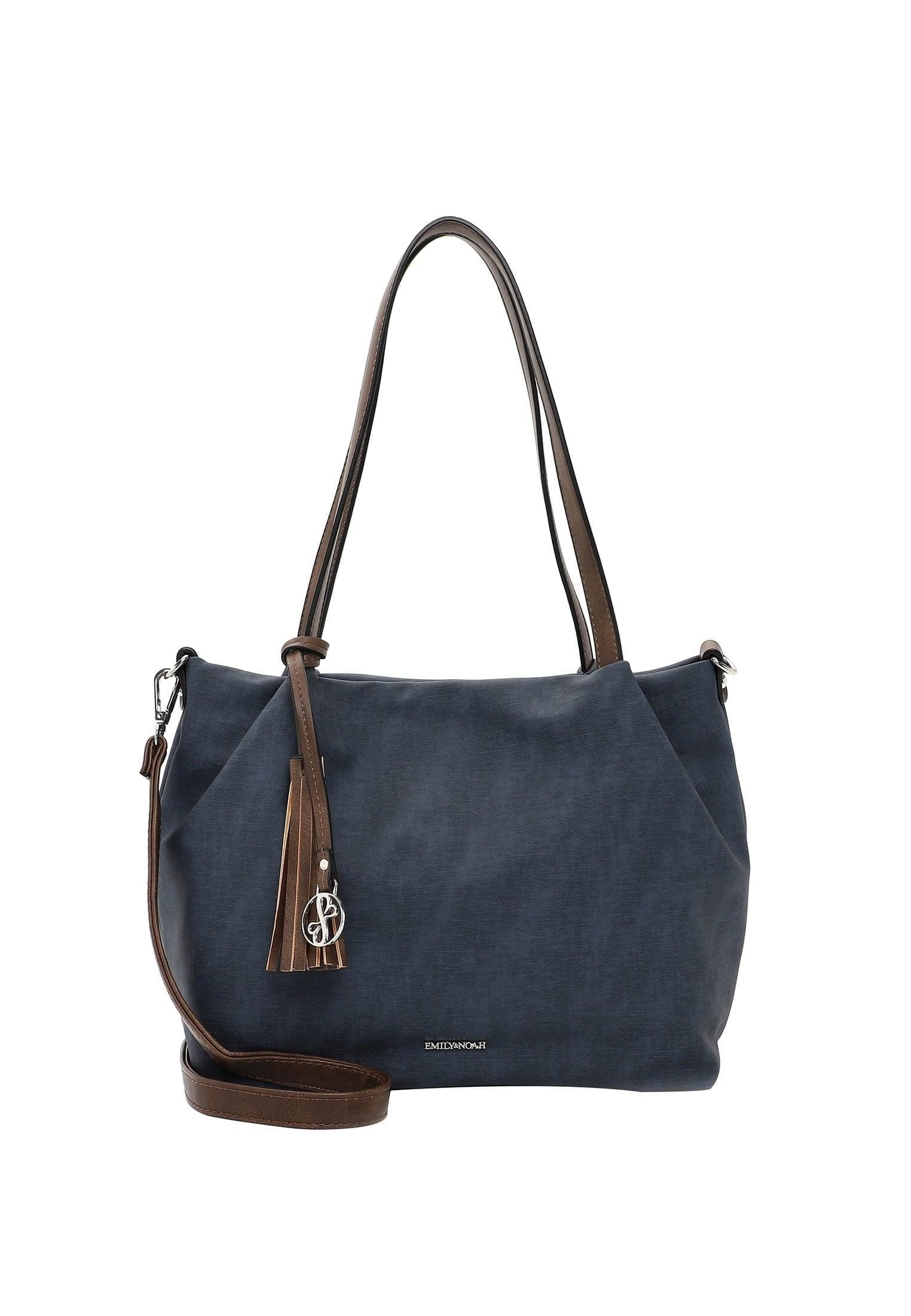 Shopper Emily & Noah "Shopper E&N Elke", Damen, Gr. B/H/T: 39Cm X 26Cm X 14Cm 0, Blau (Blau, Taupe 509), Polyurethan, Taschen Shopper