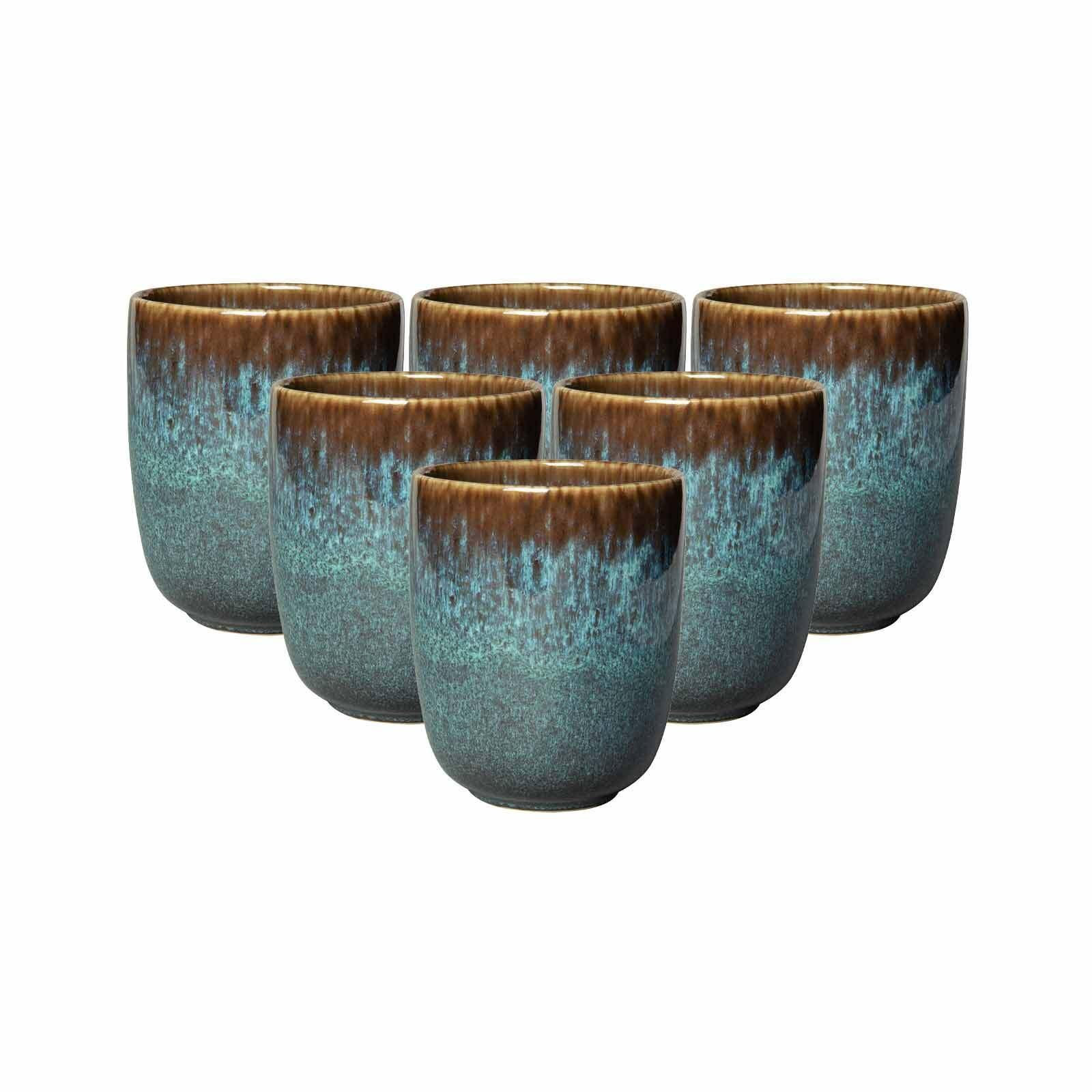 Becher "Becher Ohne Henkel Lave 400 Ml 6Er Set", Blau (Glacé), 6 Tlg., Steingut, Like. By Villeroy & Boch, TrinkgefäßE, Becher