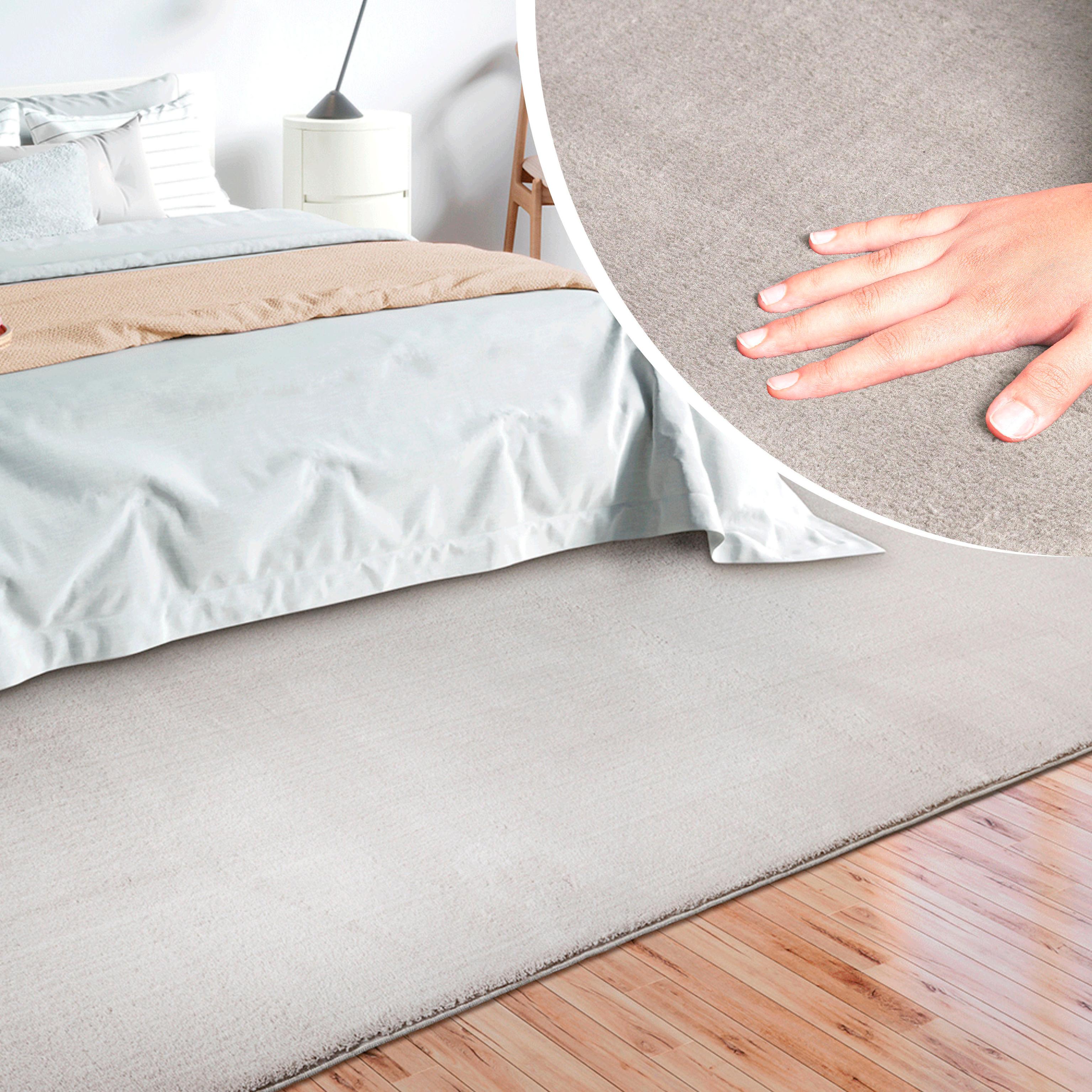 Teppich Merinos "Loft 37, Kunstfellteppich", Beige (Natur), B:200Cm H:16Mm L:280Cm, Polyester, Teppiche, Teppich, Weich Und Kuschelig, Fell Haptik, Anti-Rutsch-Unterseite
