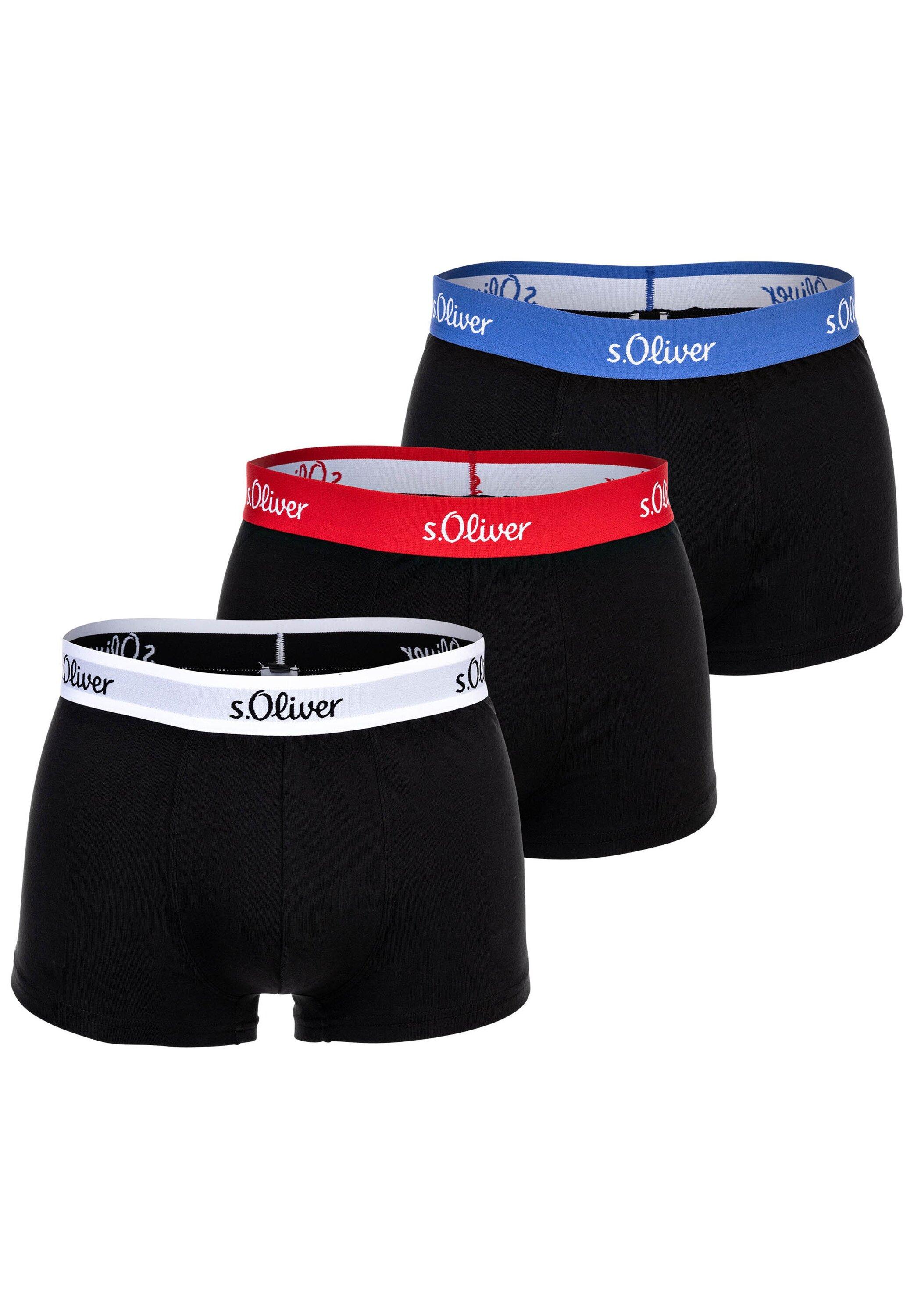 Boxershorts S.Oliver "Boxershort 3Er Pack", Herren, Gr. Xl, Schwarz (Schwarz Kontrast), Obermaterial: 92% Baumwolle Co. 8% Elasthan El., Unterhosen