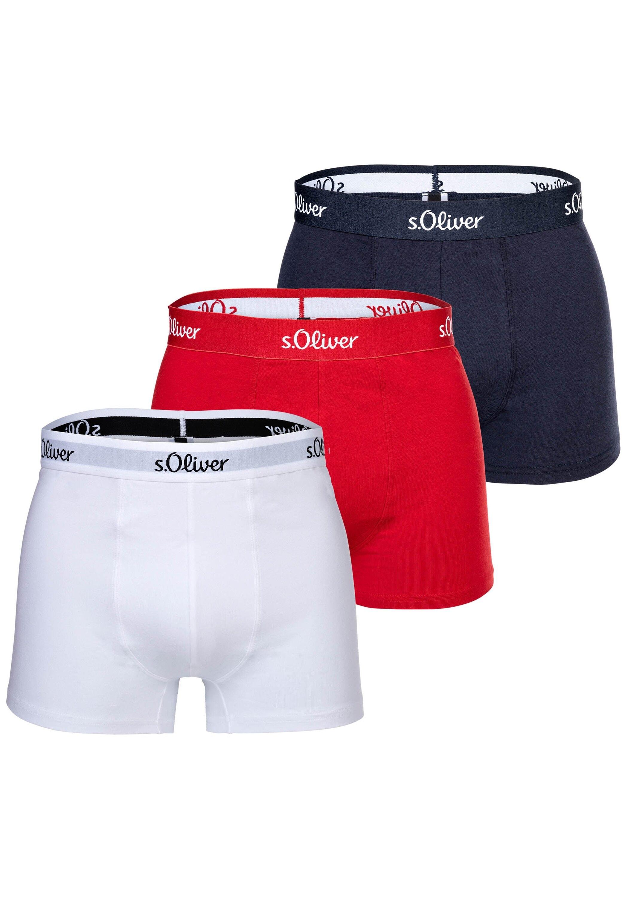 Boxershorts S.Oliver "Boxershort 3Er Pack", Herren, Gr. L, Bunt (Rot, Marine, Weiß), Obermaterial: 92% Baumwolle Co. 8% Elasthan El., Unterhosen